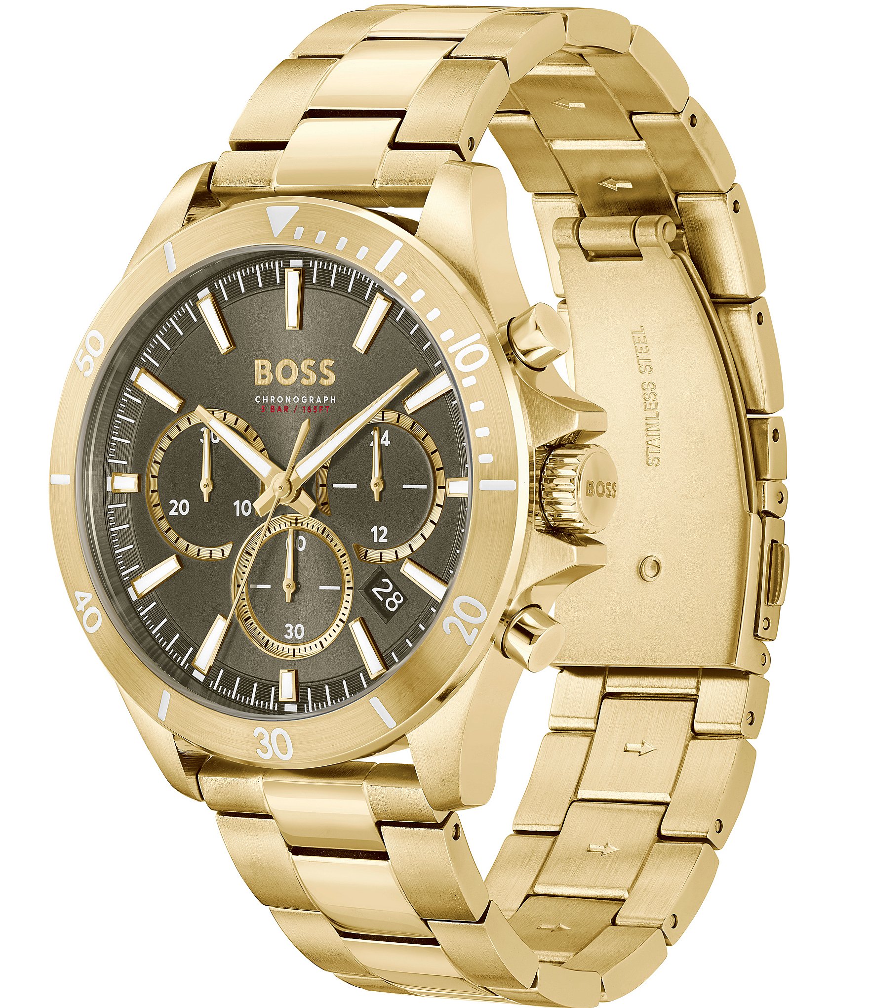 Hugo Boss Men's Troper Quartz Chronograph Gold Stainless Steel Bracelet Watch