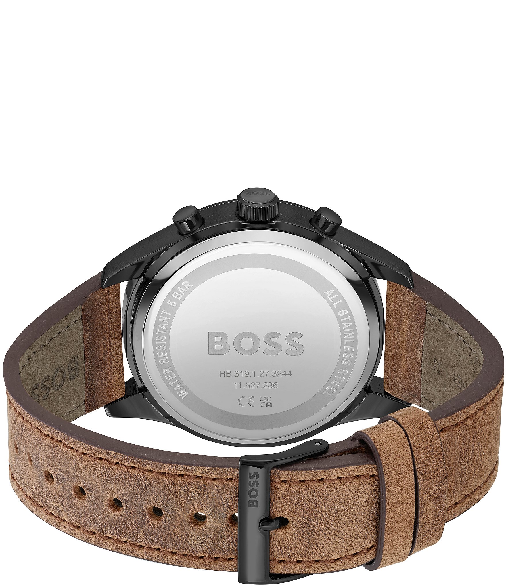 Hugo Boss Men's View Quartz Chronograph Brown Leather Strap Watch