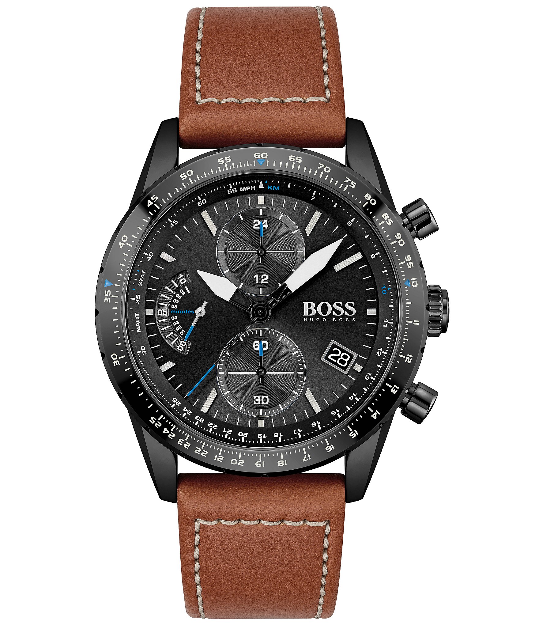 Hugo Boss Pilot Edition Chronograph Leather Strap Watch | Dillard's
