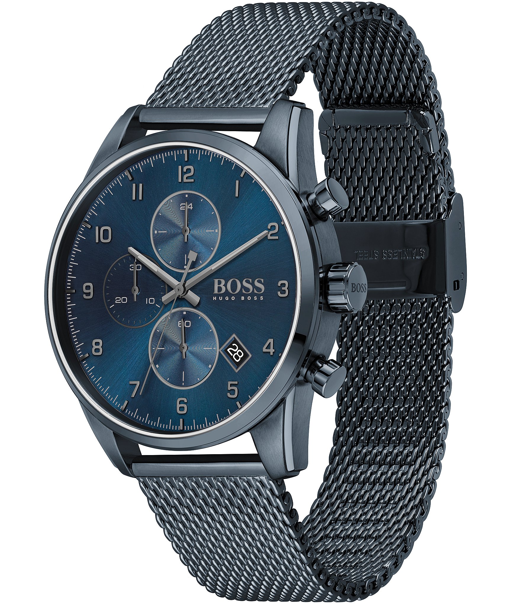 Hugo Boss Skymaster Blue Mesh Chronograph Watch