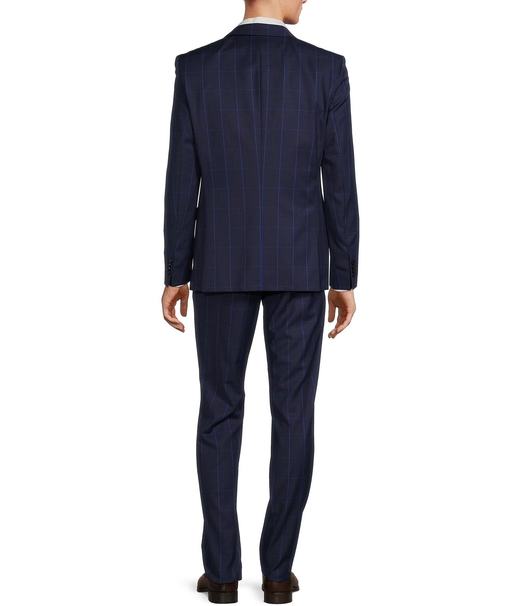 Hugo Boss Slim Fit Flat Front Plaid Pattern 2-Piece Suit