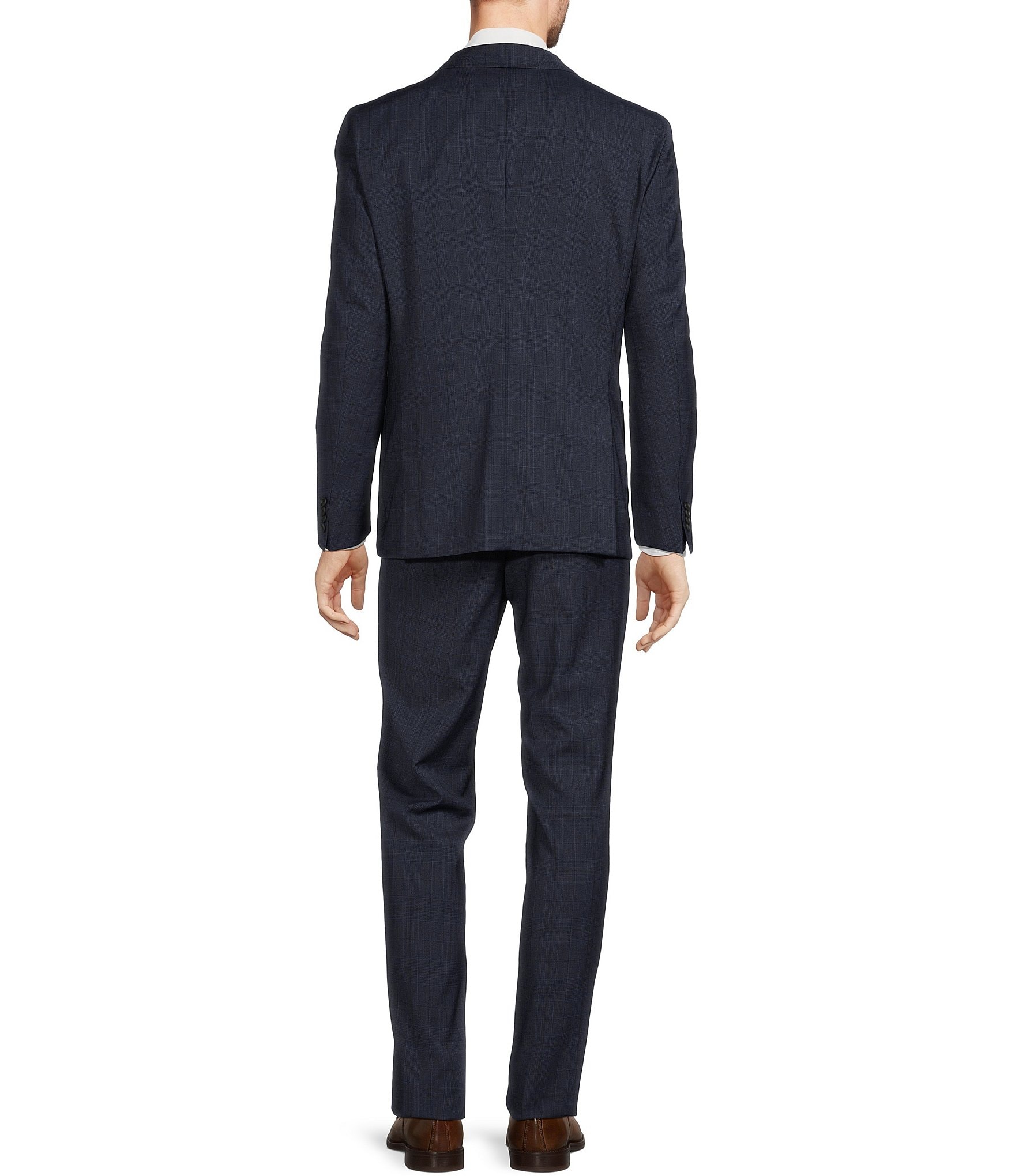 Hugo Boss Slim Fit Flat Front Glen Plaid Pattern 2-Piece Suit