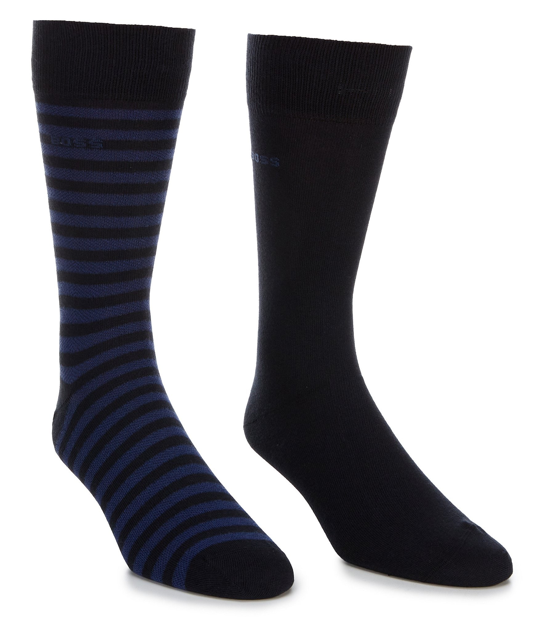 Hugo Boss Solid And Stripe Mild Calf Socks 2-Pack | Dillard's