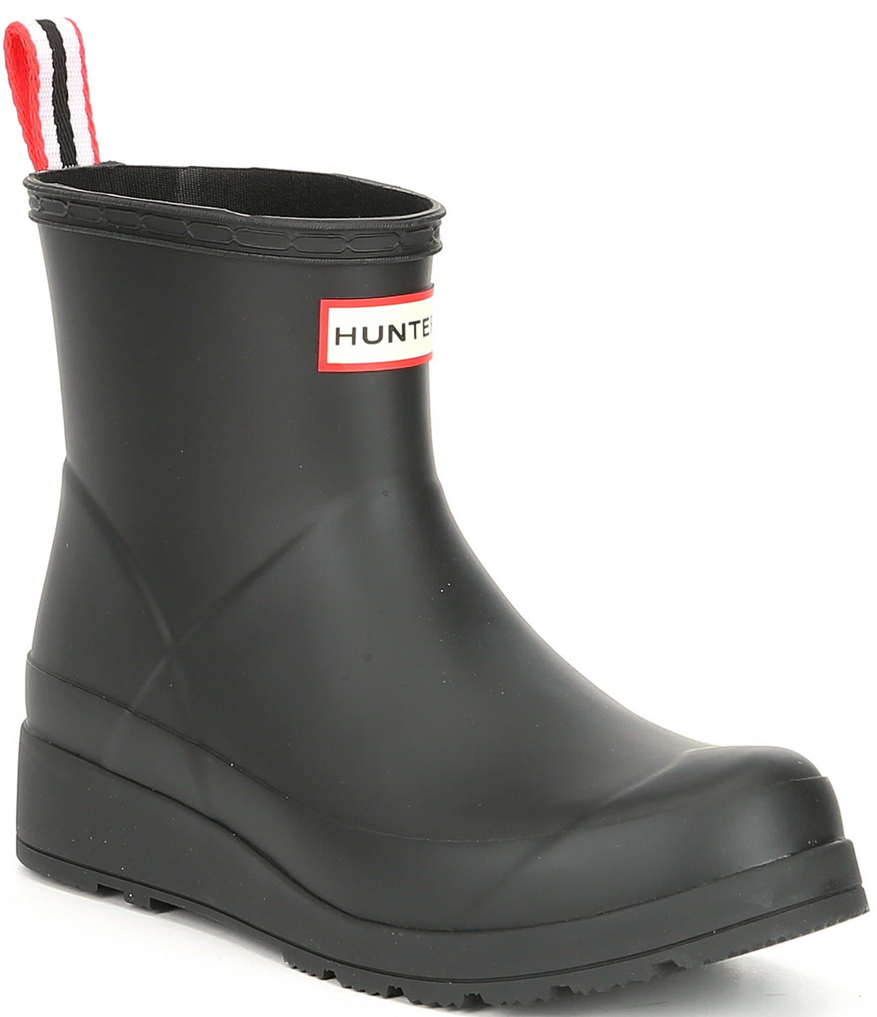 flat black hunter boots