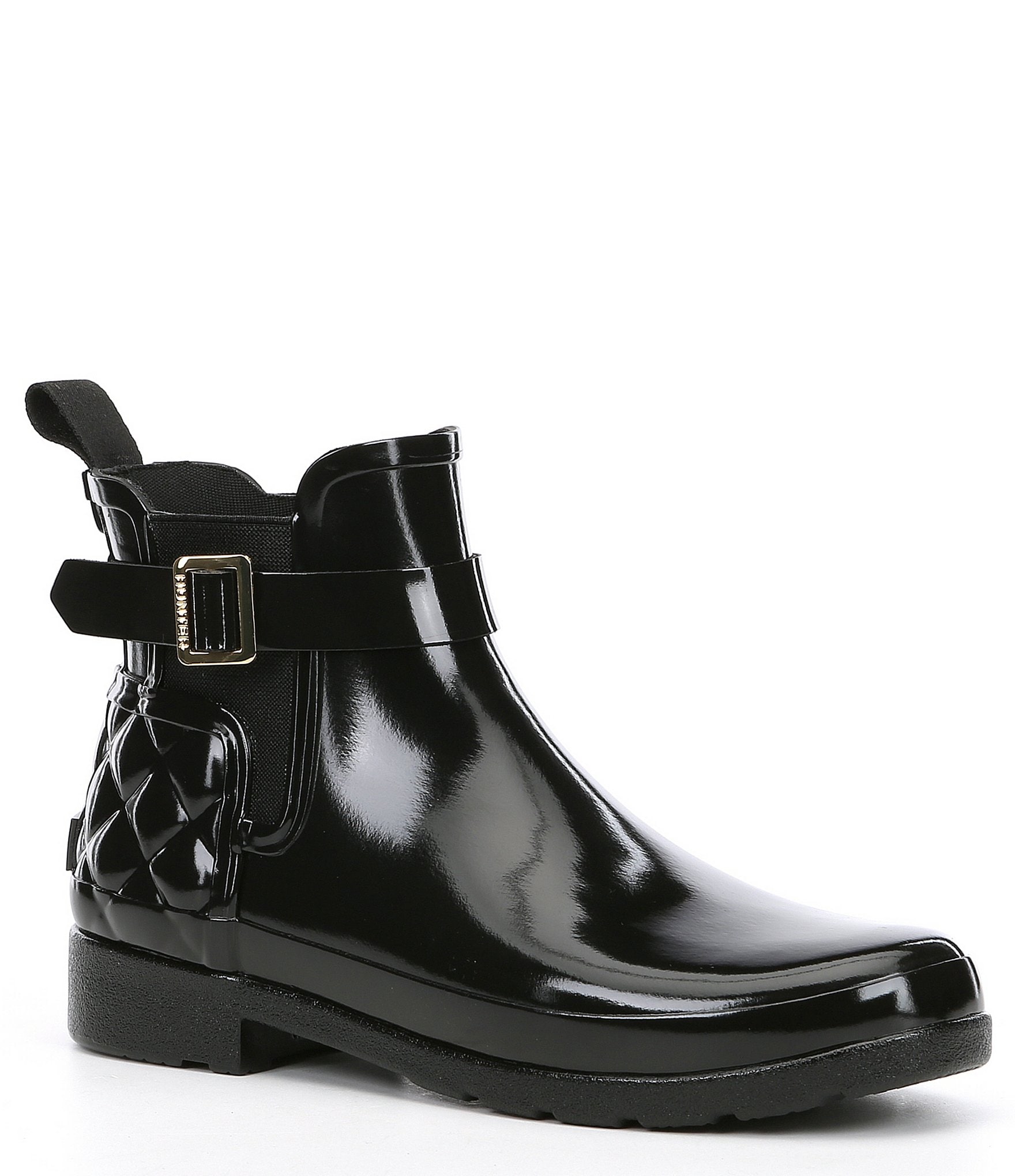 black gloss chelsea boots