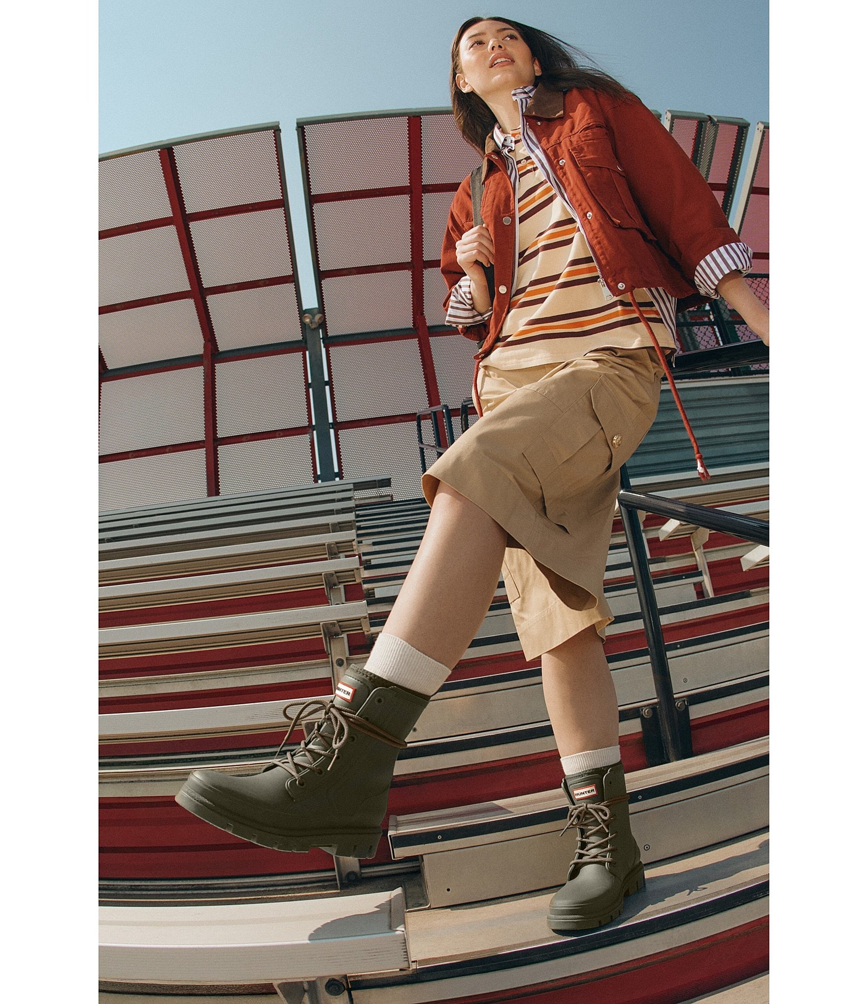 Hunter Diana Lace Up Combat Rain Booties