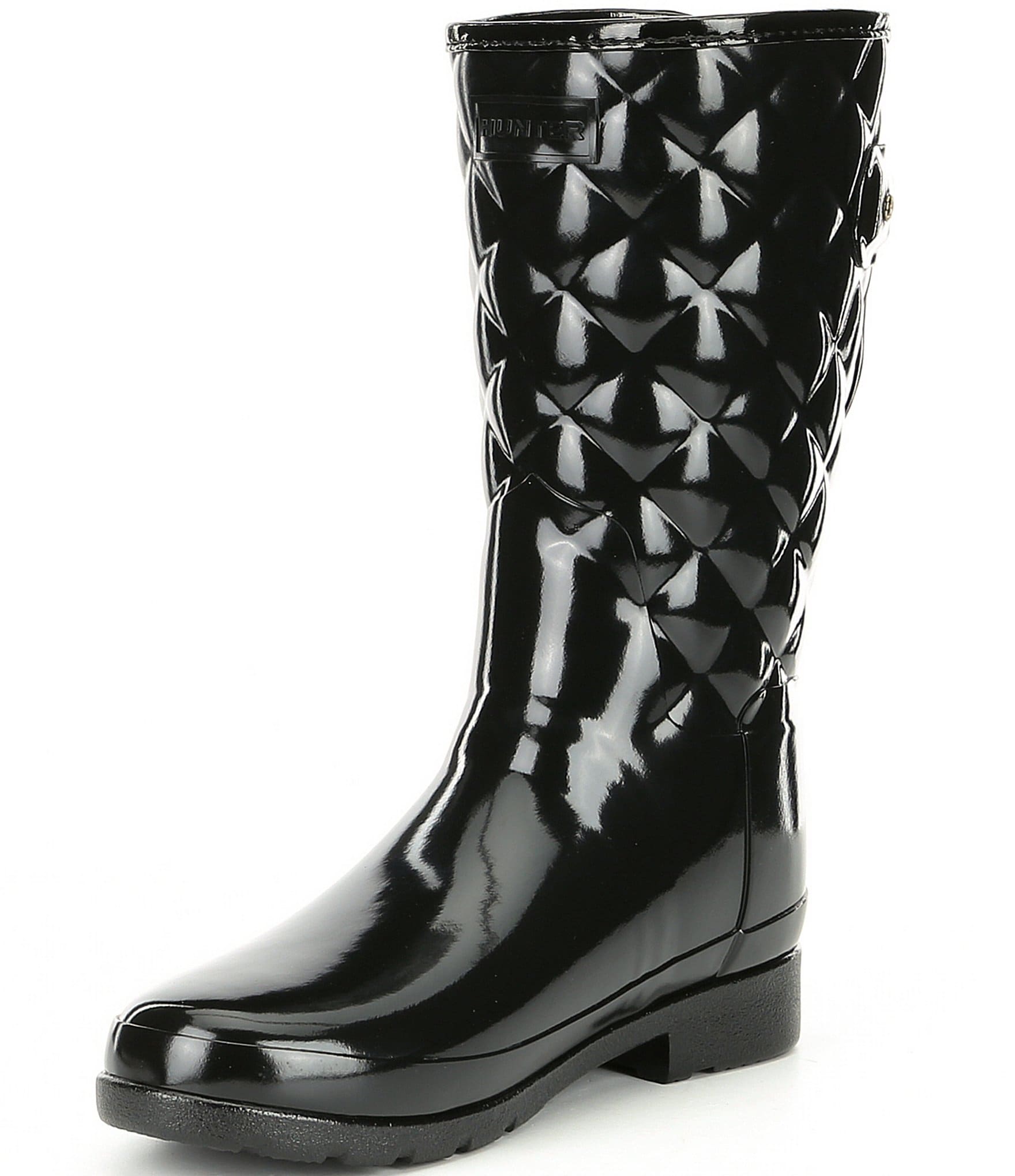 Hunter Refined Gloss Quilted Waterproof Boots