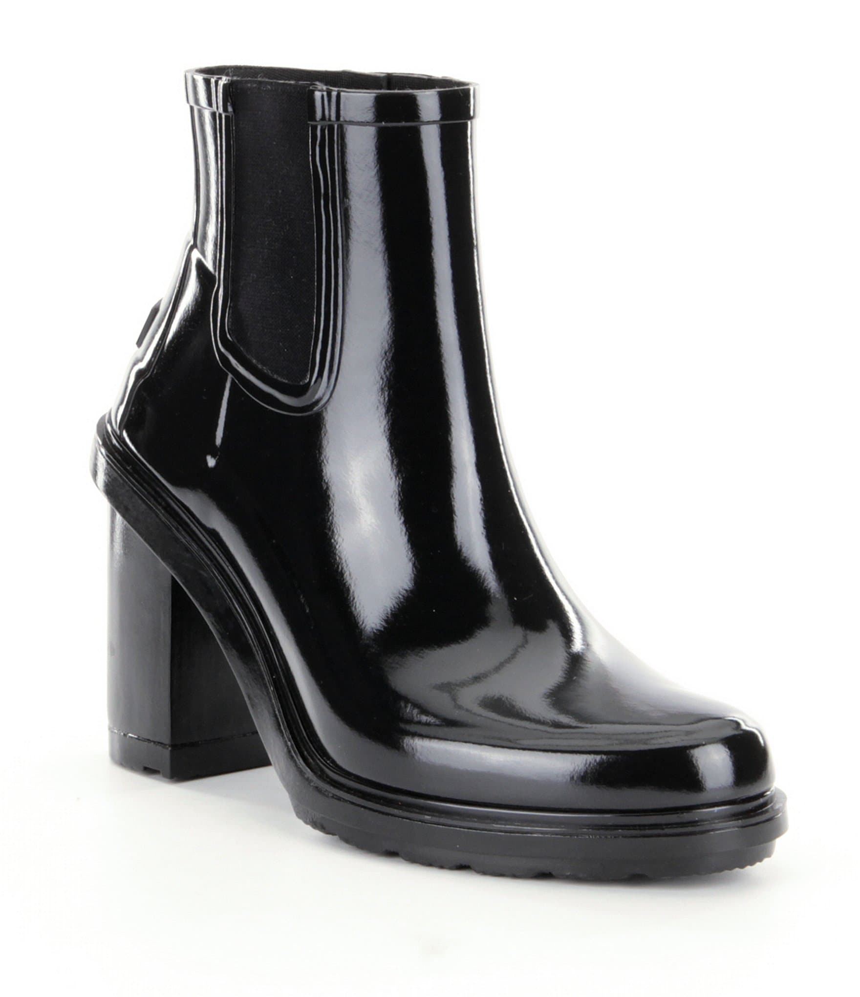 Hunter Womens Original Refined Block High Heel Chelsea Rain Boots Dillards 