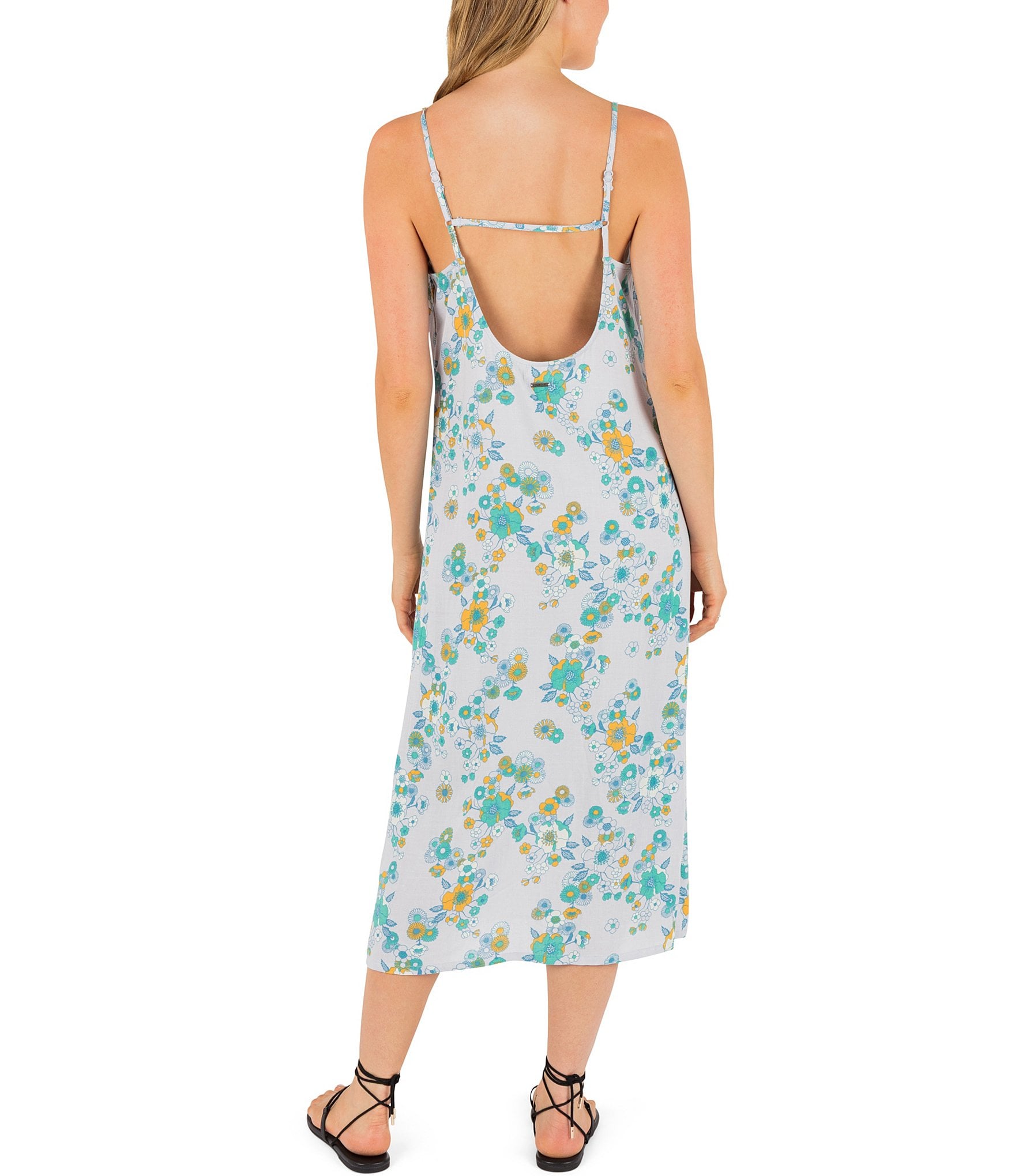 Hurley Beverly Floral Printed Sleeveless Maxi Slip Dress