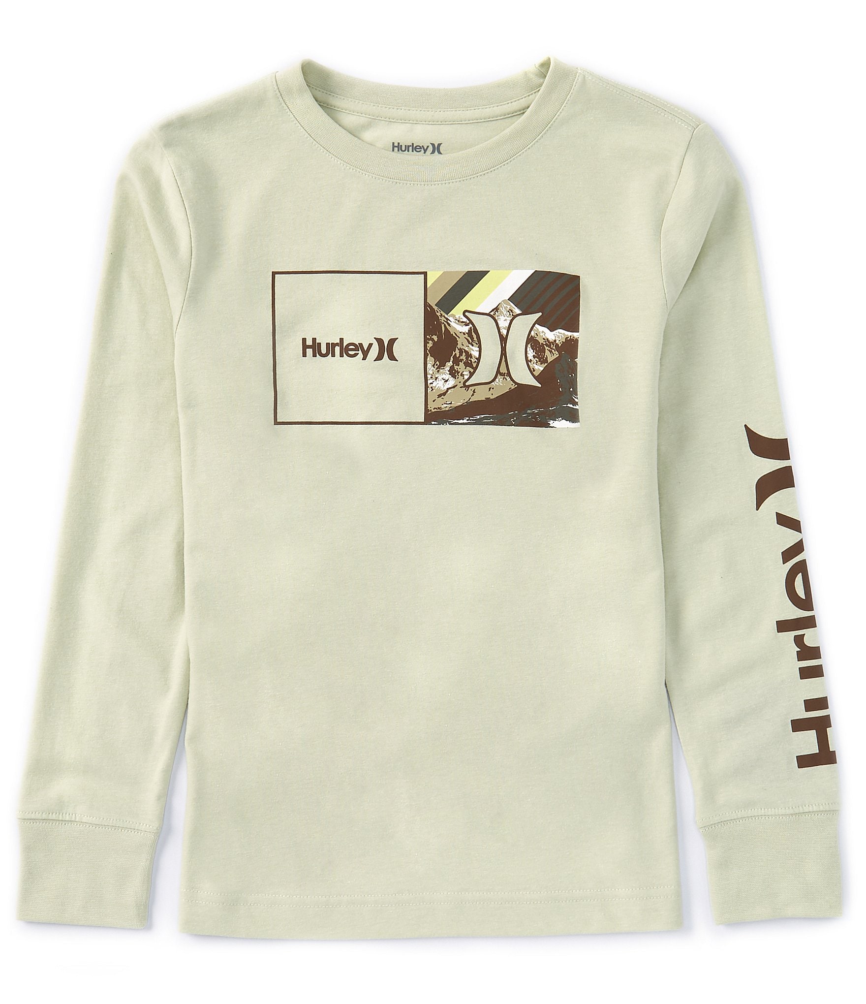 Hurley Big Boys 8-20 Long Sleeve Mountain Box Graphic T-Shirt