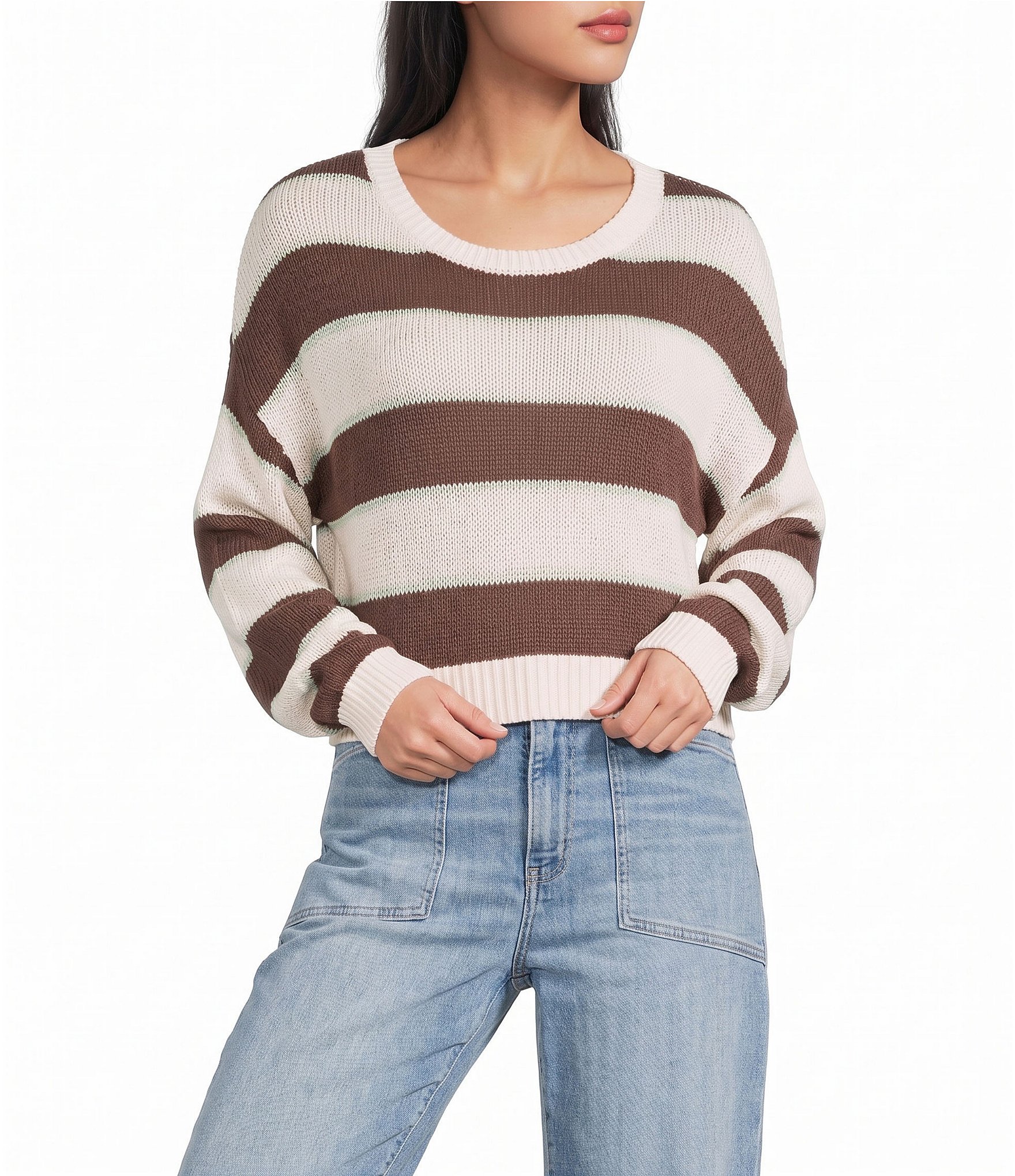 Hurley Delta Striped Cropped Knit Sweater