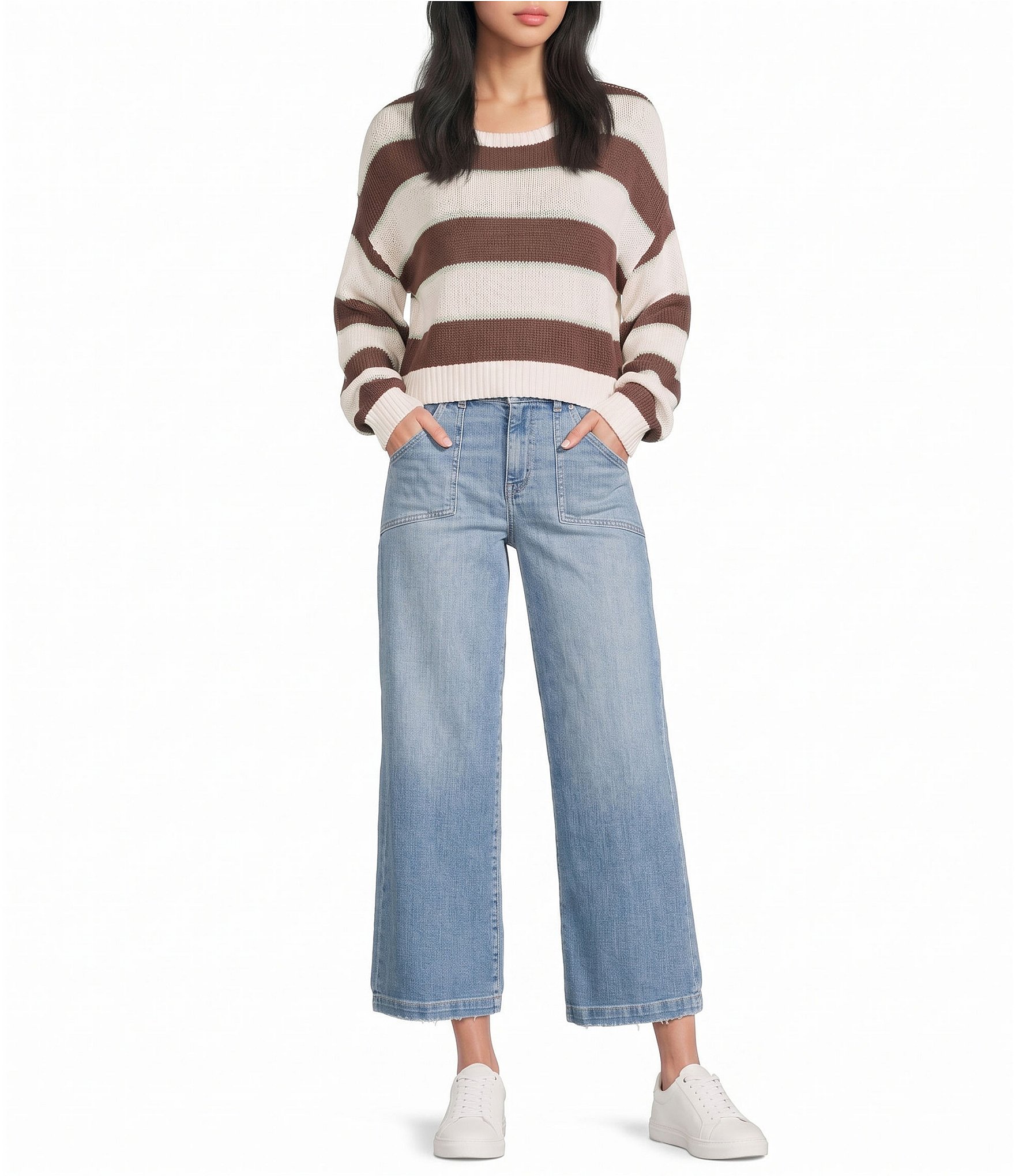 Hurley Delta Striped Cropped Knit Sweater