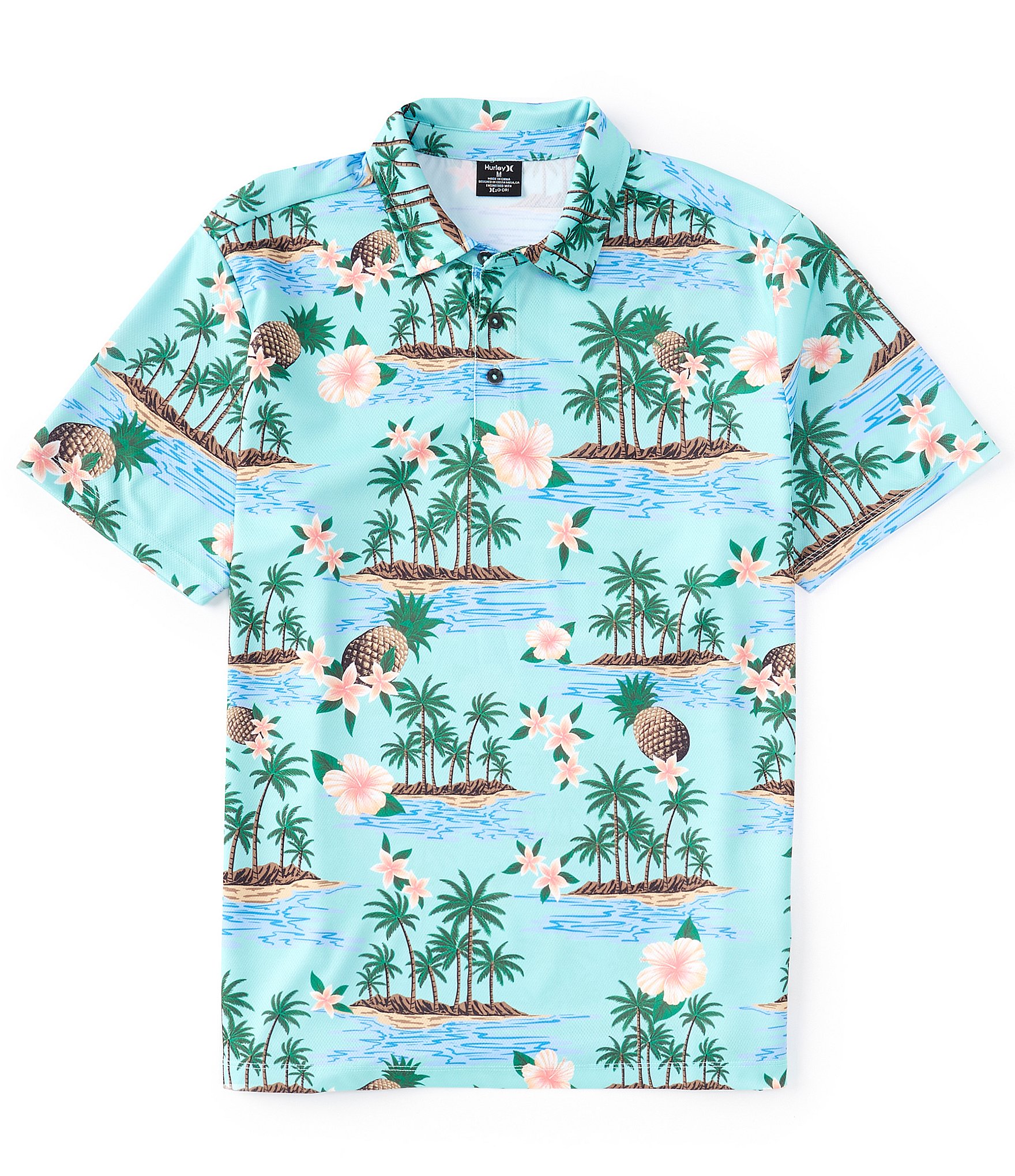 Hurley Fiesta Short Sleeve Mesh Tropical Print Polo Shirt | Dillard's