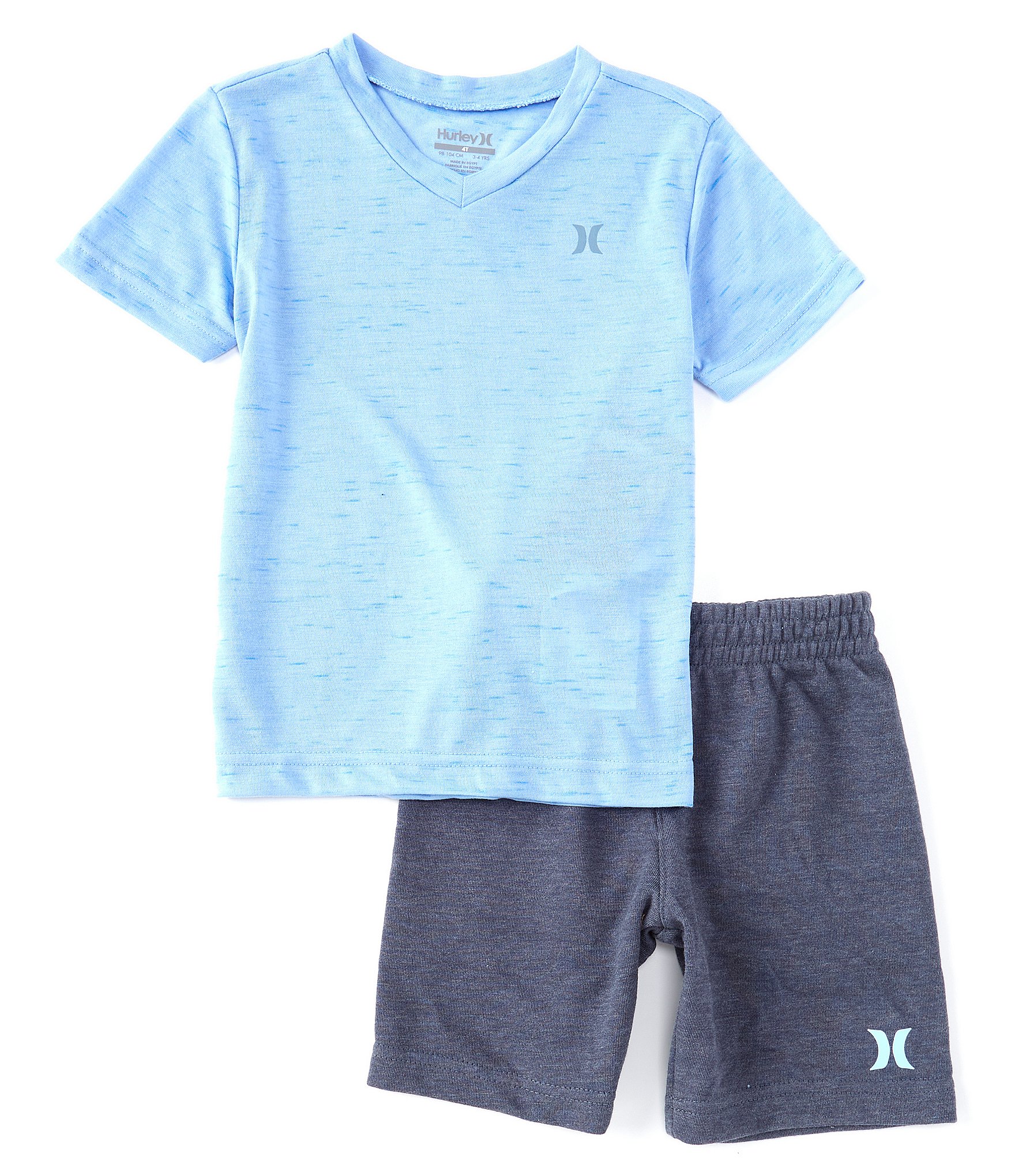 Hurley Little Boys 2T-7 Short-Sleeve Cloud Slub V-Neck Tee & French Terry Shorts 2-Piece Set