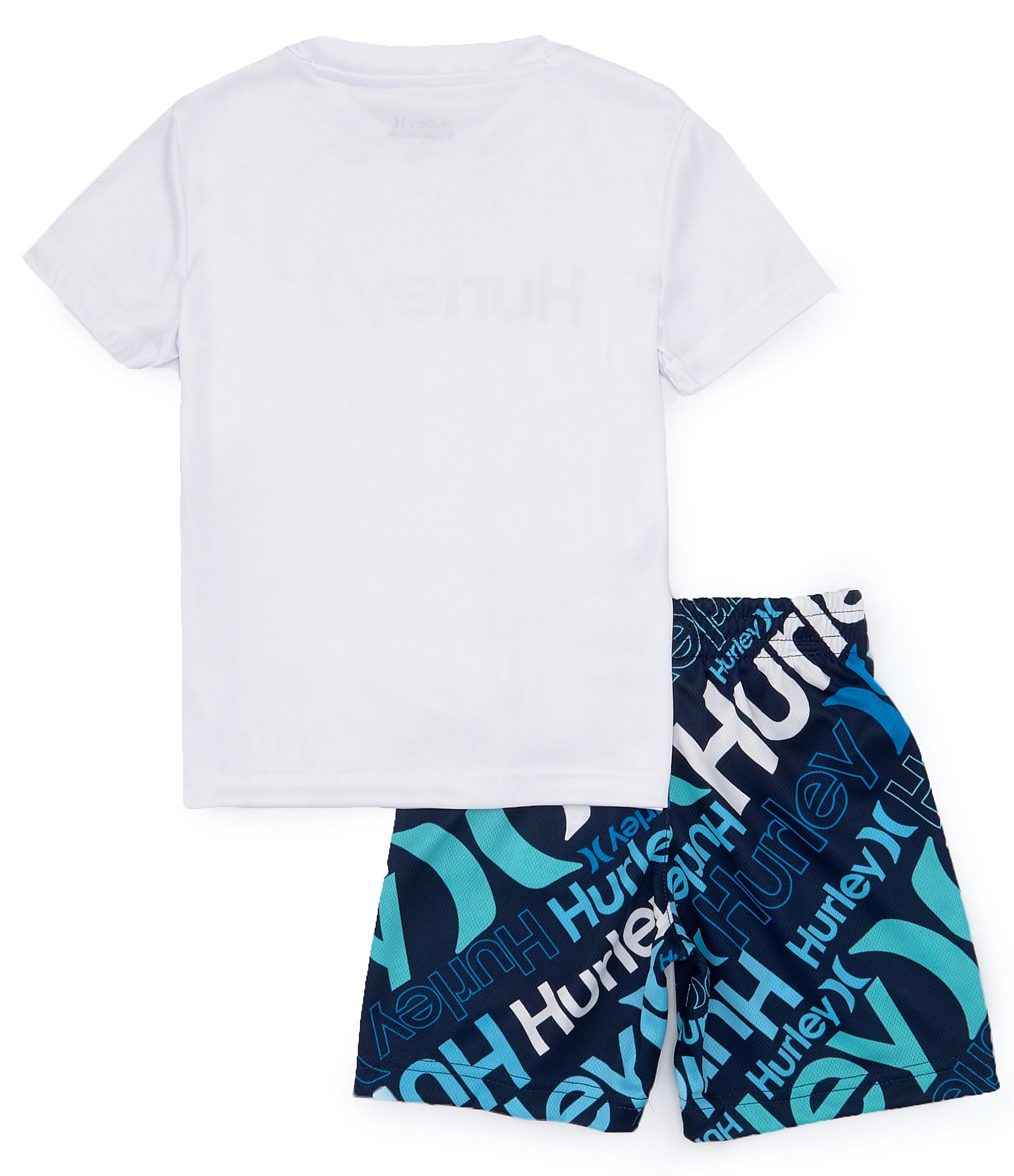 Hurley Little Boys 2T-7 Short Sleeve One & Only T-Shirt & Allover-Printed Mesh Shorts Set