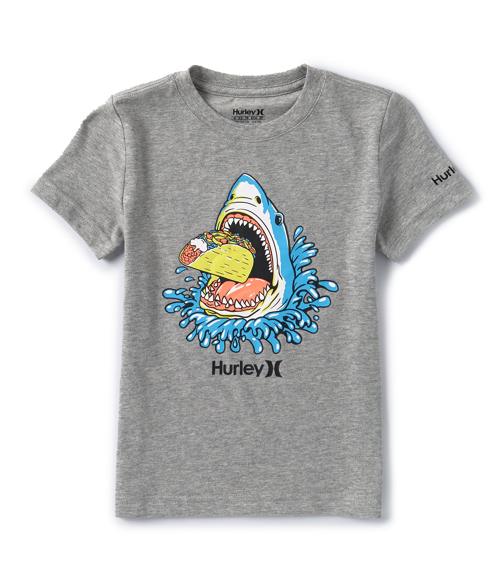 Hurley Little Boys 2T-7 Short Sleeve Taco Shark Graphic T-Shirt