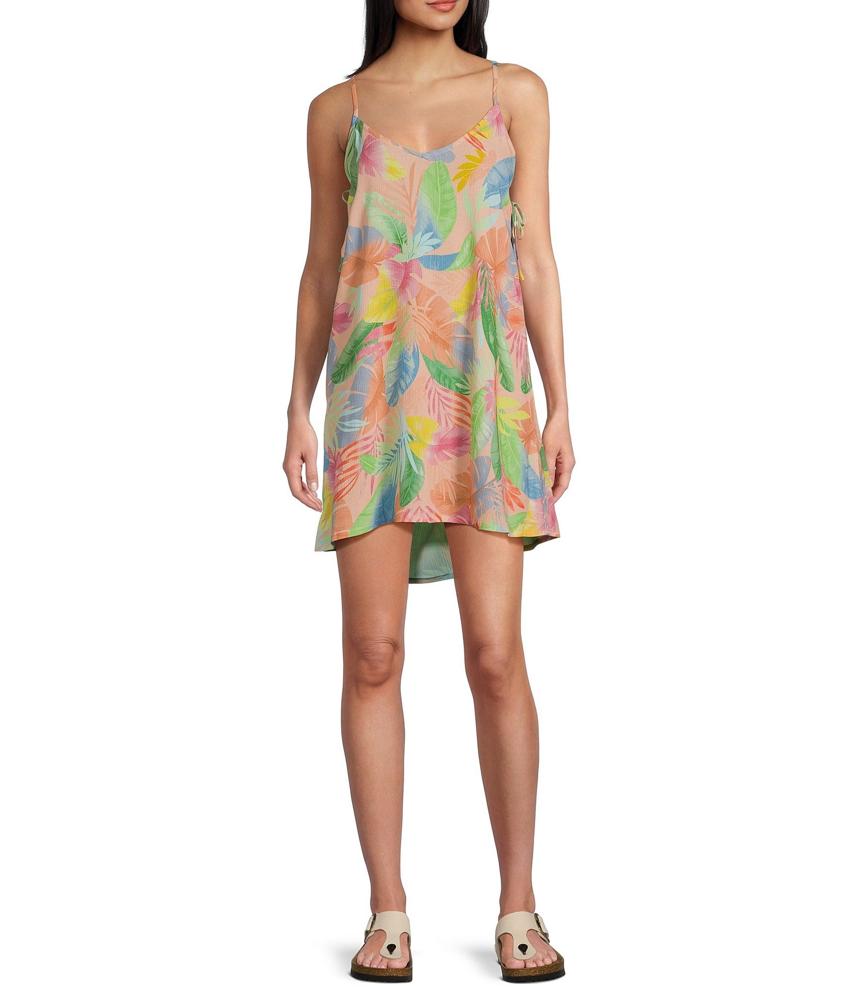 Hurley Paradise Printed Lace-Up Side Mini Dress