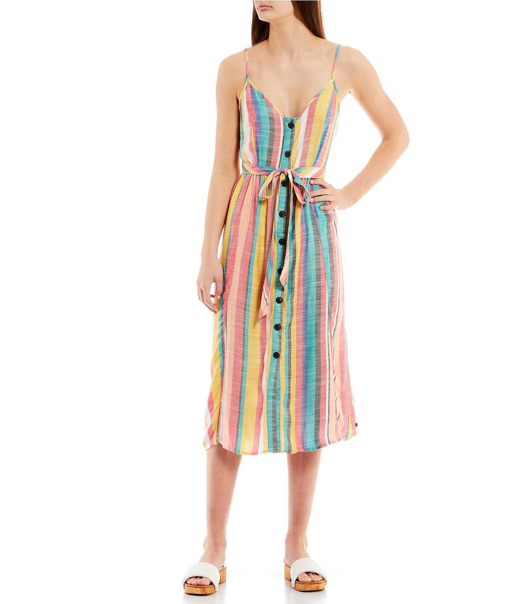 roekeloos Ventileren uitblinken Hurley Sara Stripe Button Front Midi Tank Dress | Dillard's