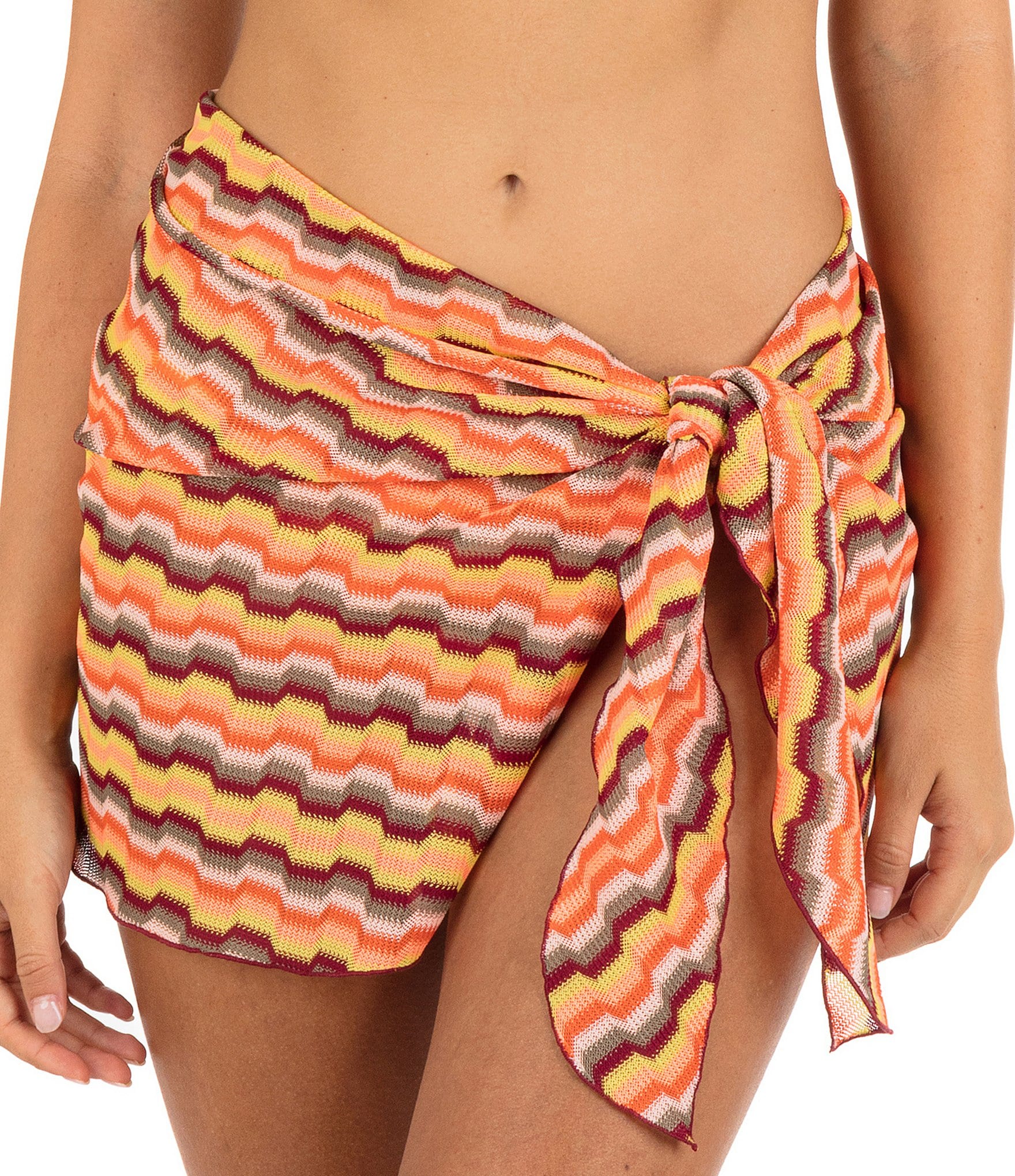 Hurley Zumba Stripe Print Sarong Mini Wrap Skirt Swim Cover-Up