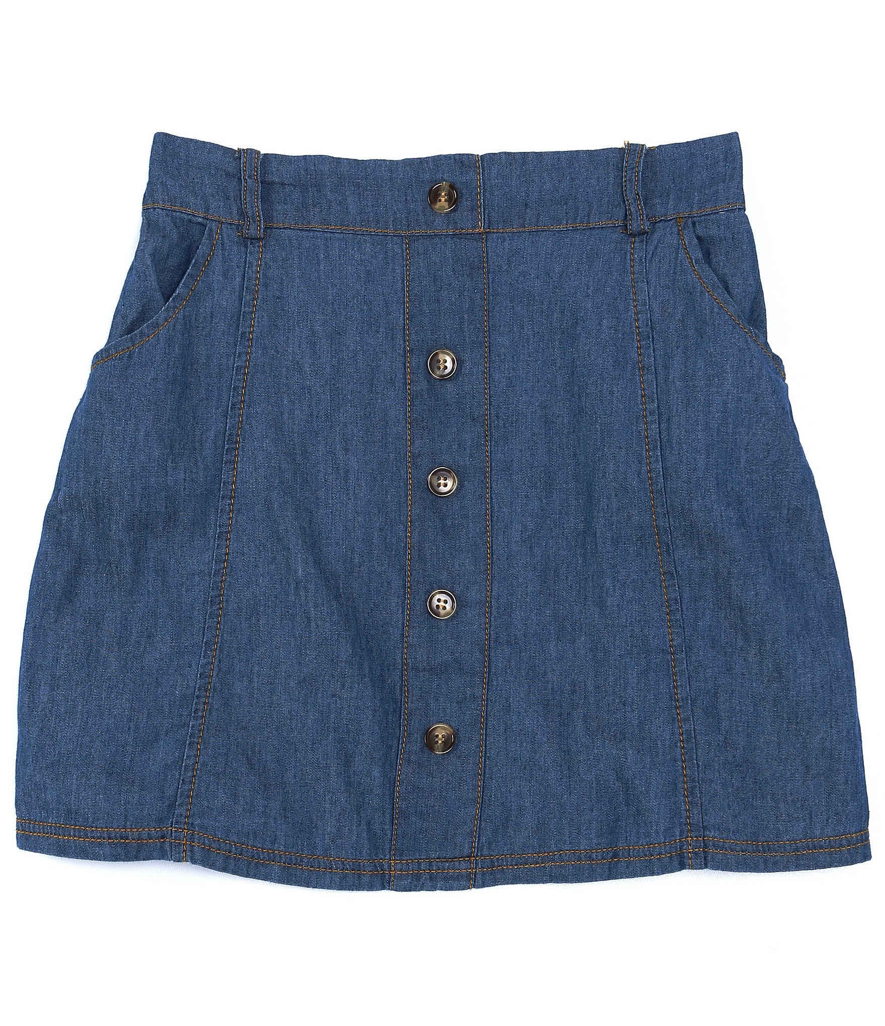 I.N. Girl Big Girls 7-16 Button-Front Denim A-Line Skirt | Dillard's