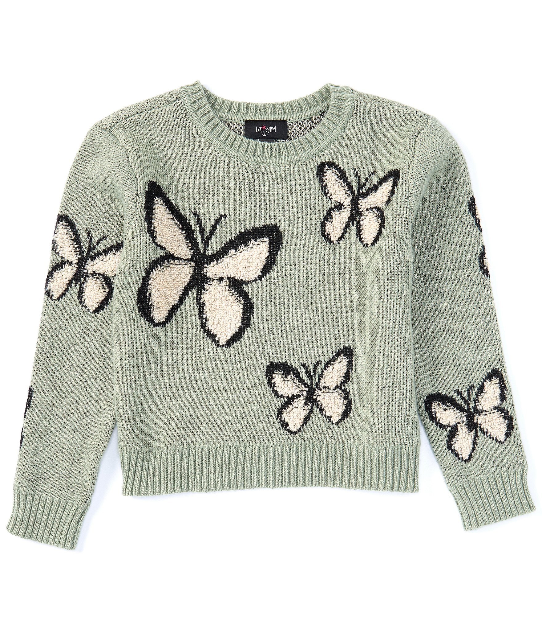 I.N. Girl Big Girls 7-16 Long-Sleeve Butterfly Sweater