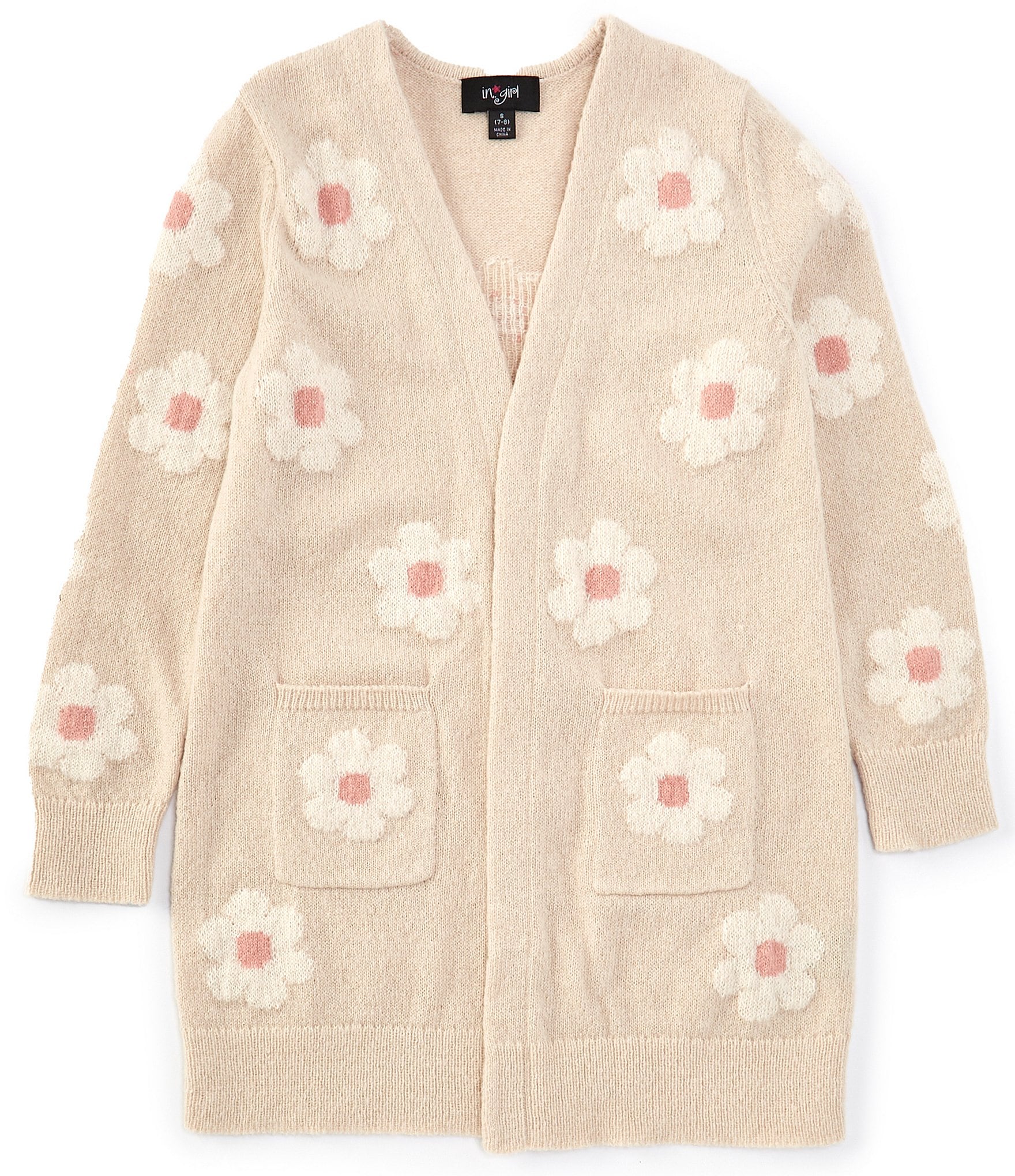 I.N. Girl Big Girls 7-16 Long-Sleeve Daisy Cardigan