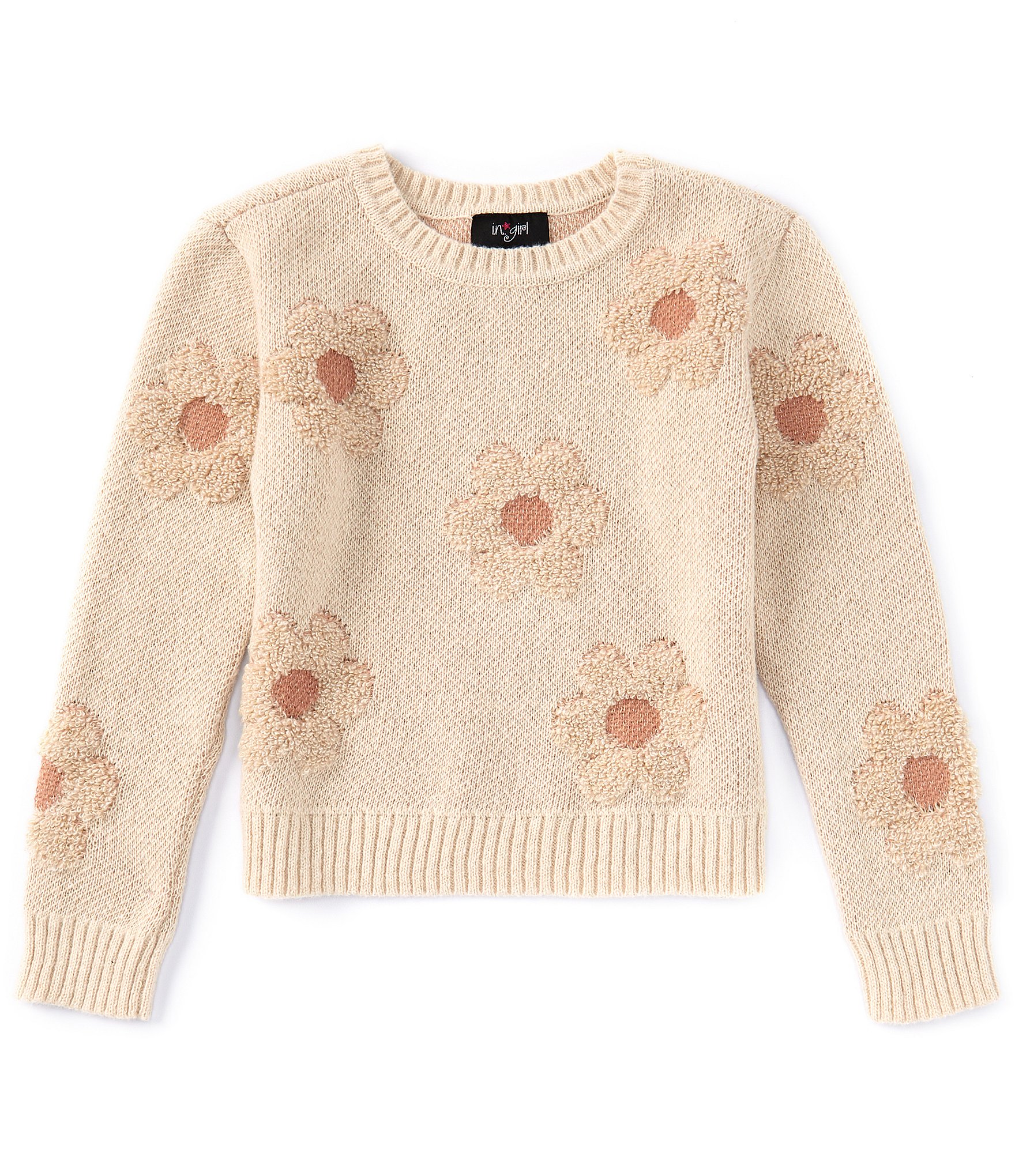 I.N. Girl Big Girls 7-16 Long Sleeve Daisy Sweater