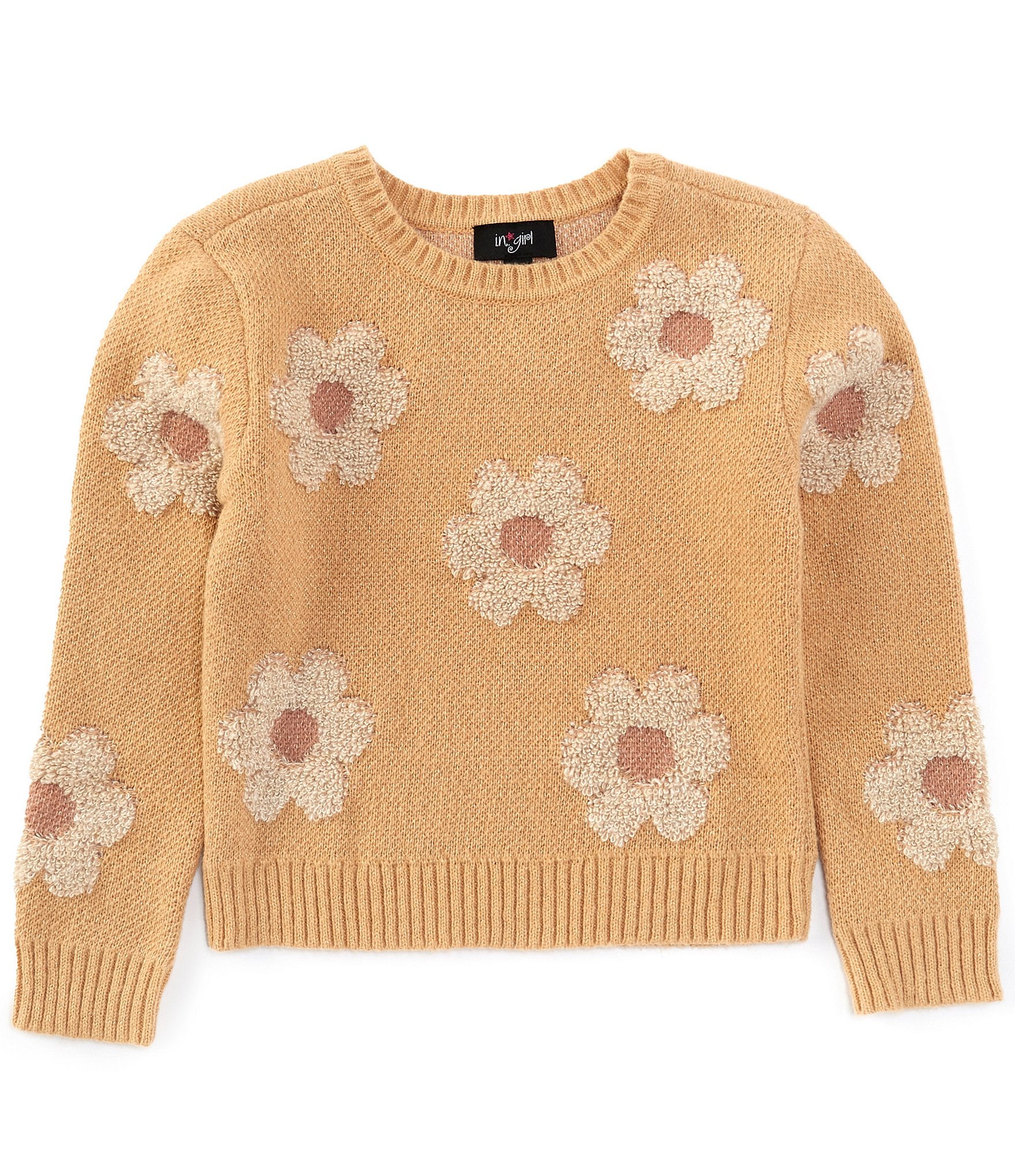 I.N. Girl Big Girls 7-16 Long Sleeve Daisy Sweater