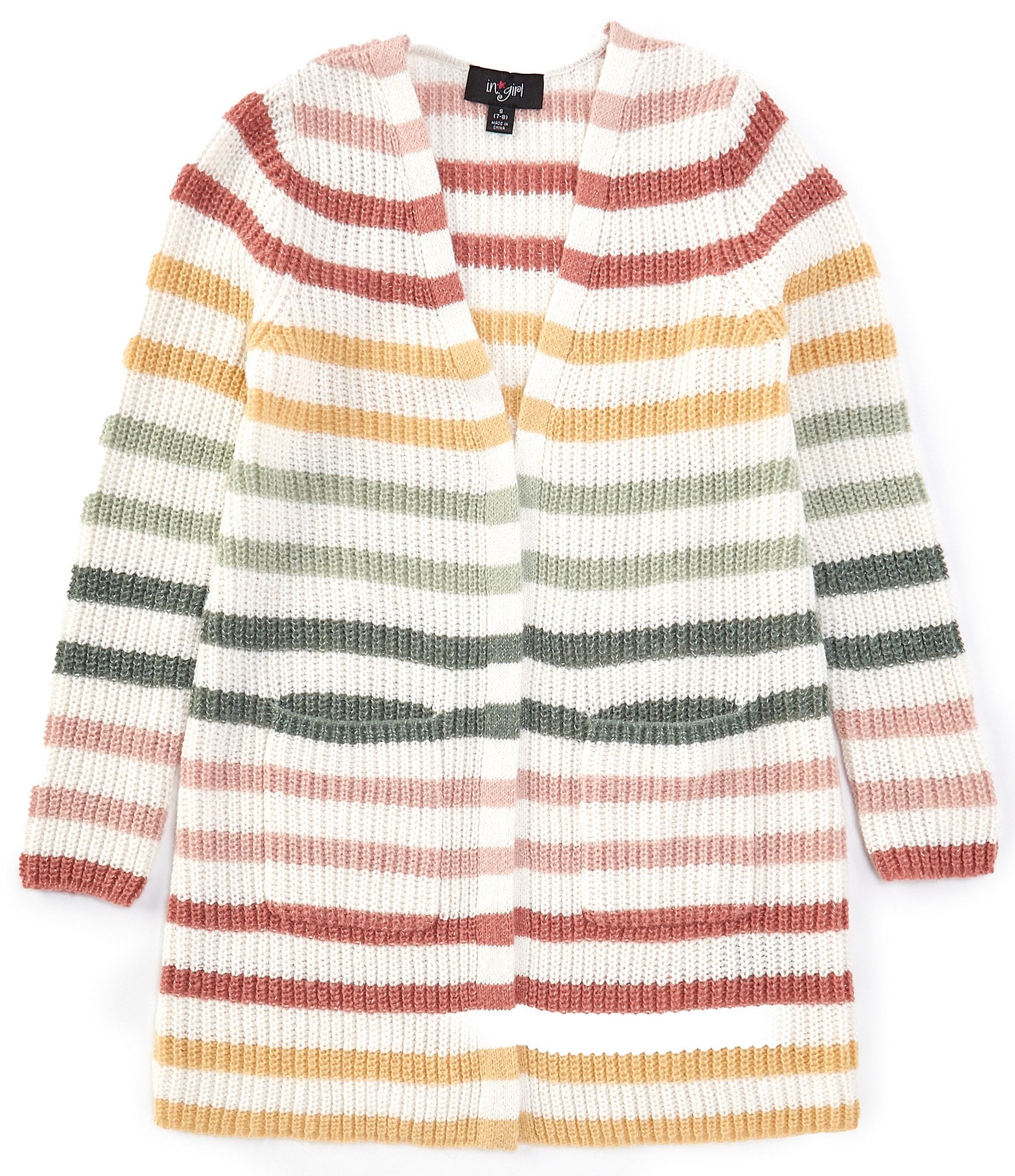 I.N. Girl Big Girls 7-16 Long-Sleeve Striped Duster