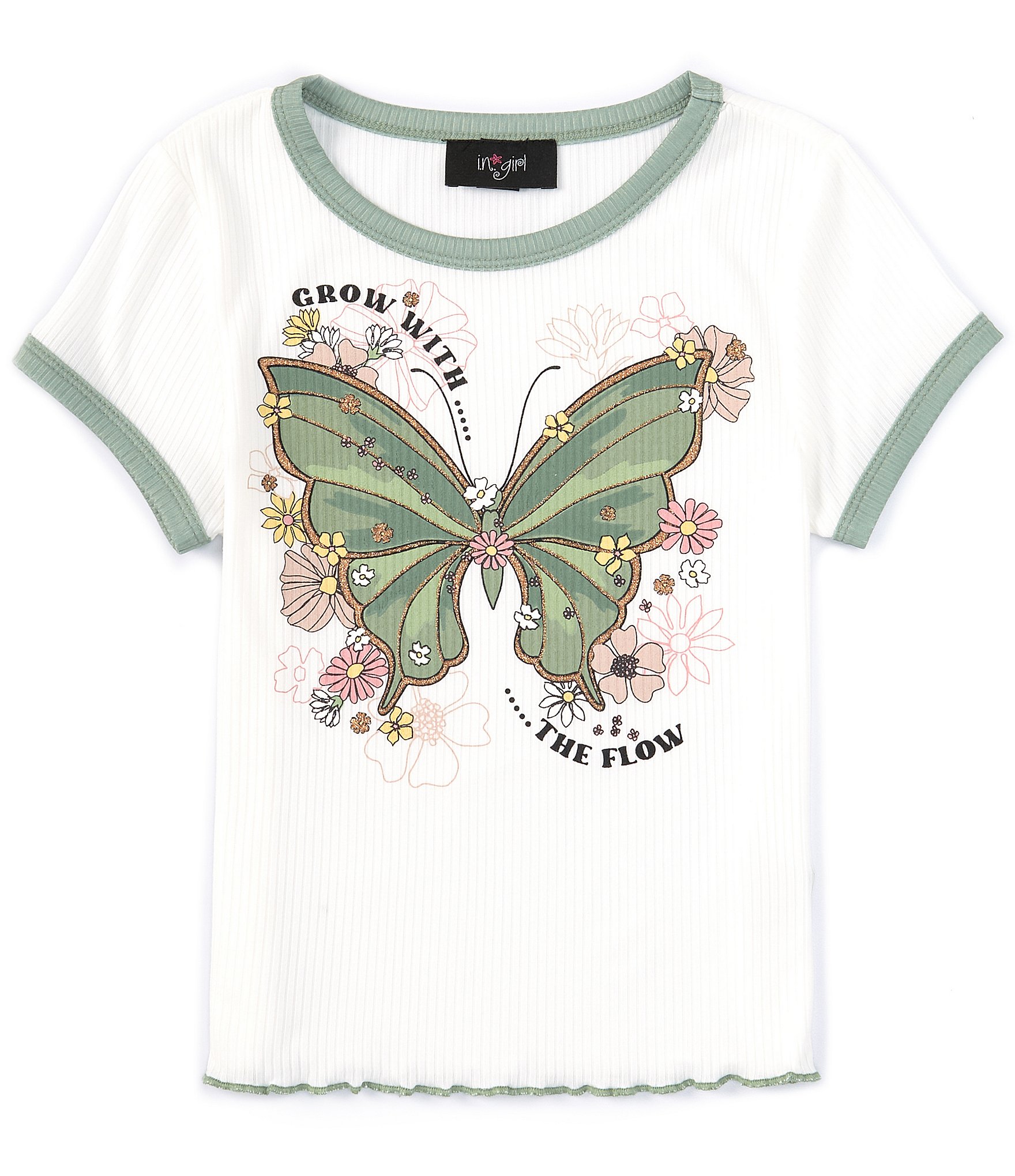I.N. Girl Big Girls 7-16 Short-Sleeve Butterfly-Motif T-Shirt | Dillard's