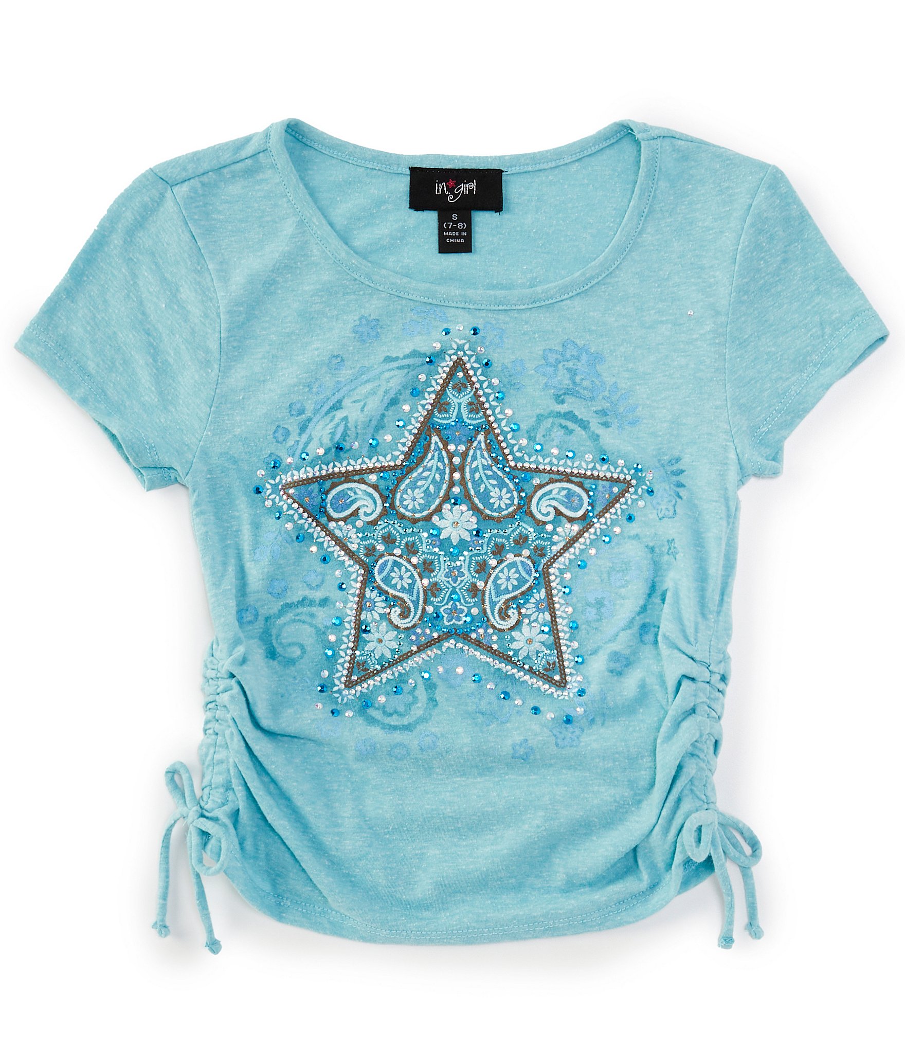 I.N. Girl Big Girls 7-16 Short Sleeve Embellished-Star Design T-Shirt