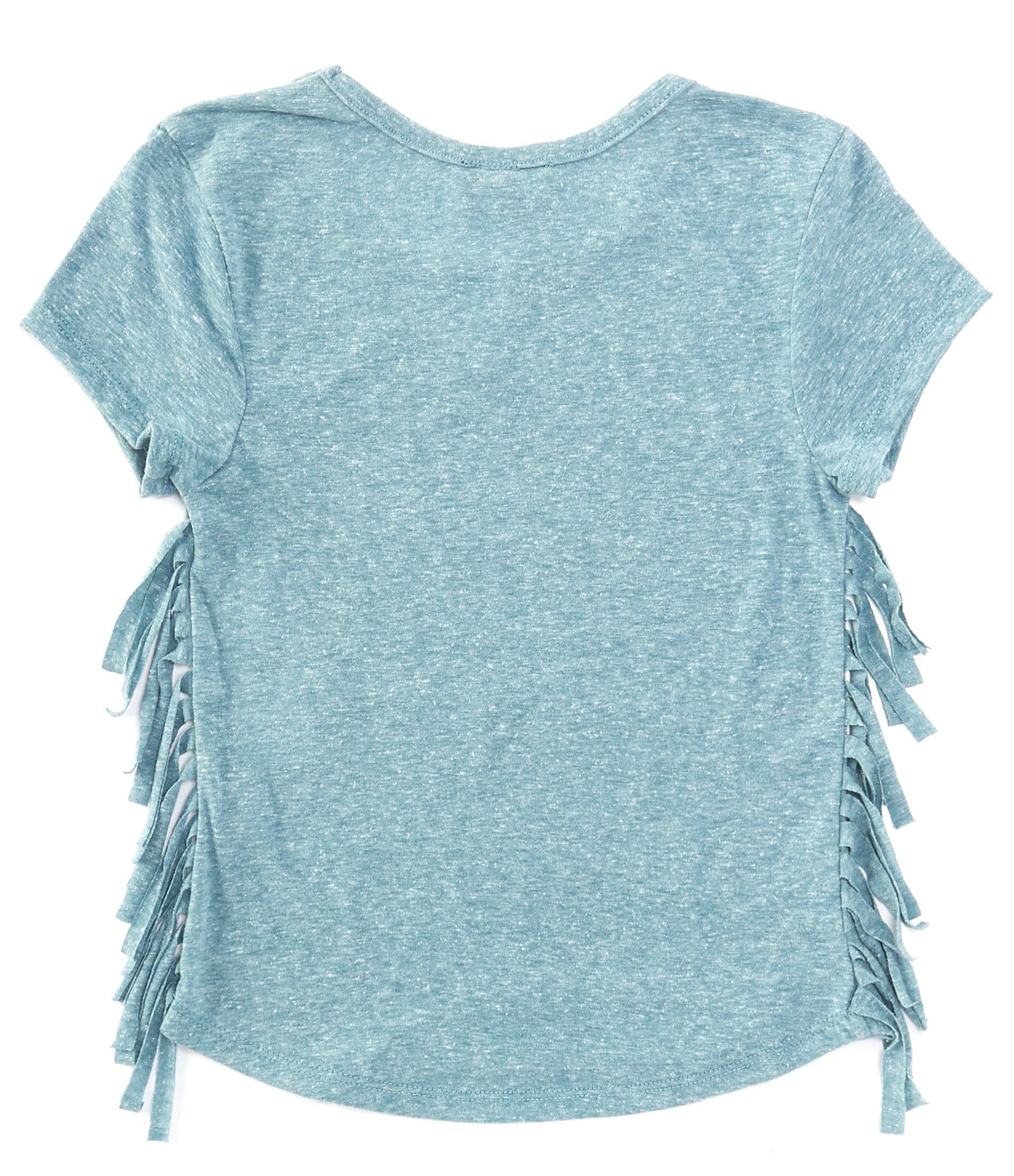 I.N. Girl Big Girls 7-16 Short Sleeve Fringe-Accented Graphic T-Shirt