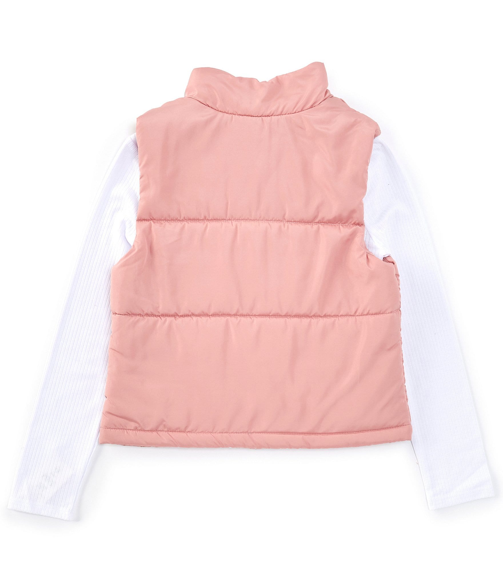 I.N. Girl Big Girls 7-16 Sleeveless Puffer Vest & Solid Long-Sleeve Solid Rib-Knit Top