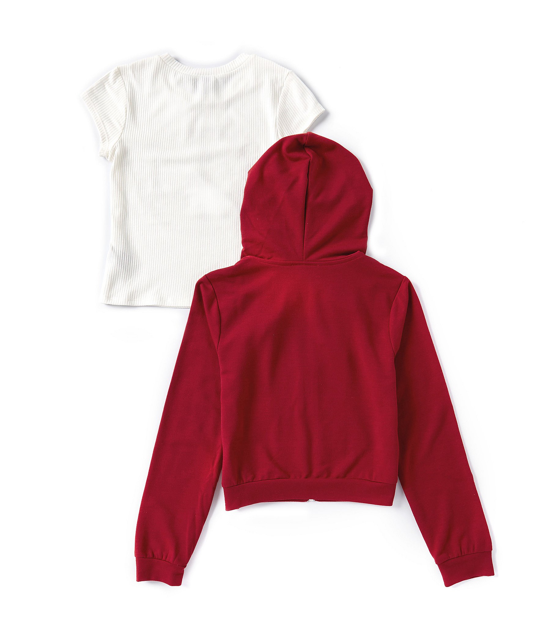 I.N. Girl Big Girls 7-16 Solid Long-Sleeve Hoodie Jacket & Short Sleeve Peace Sign T-Shirt Set