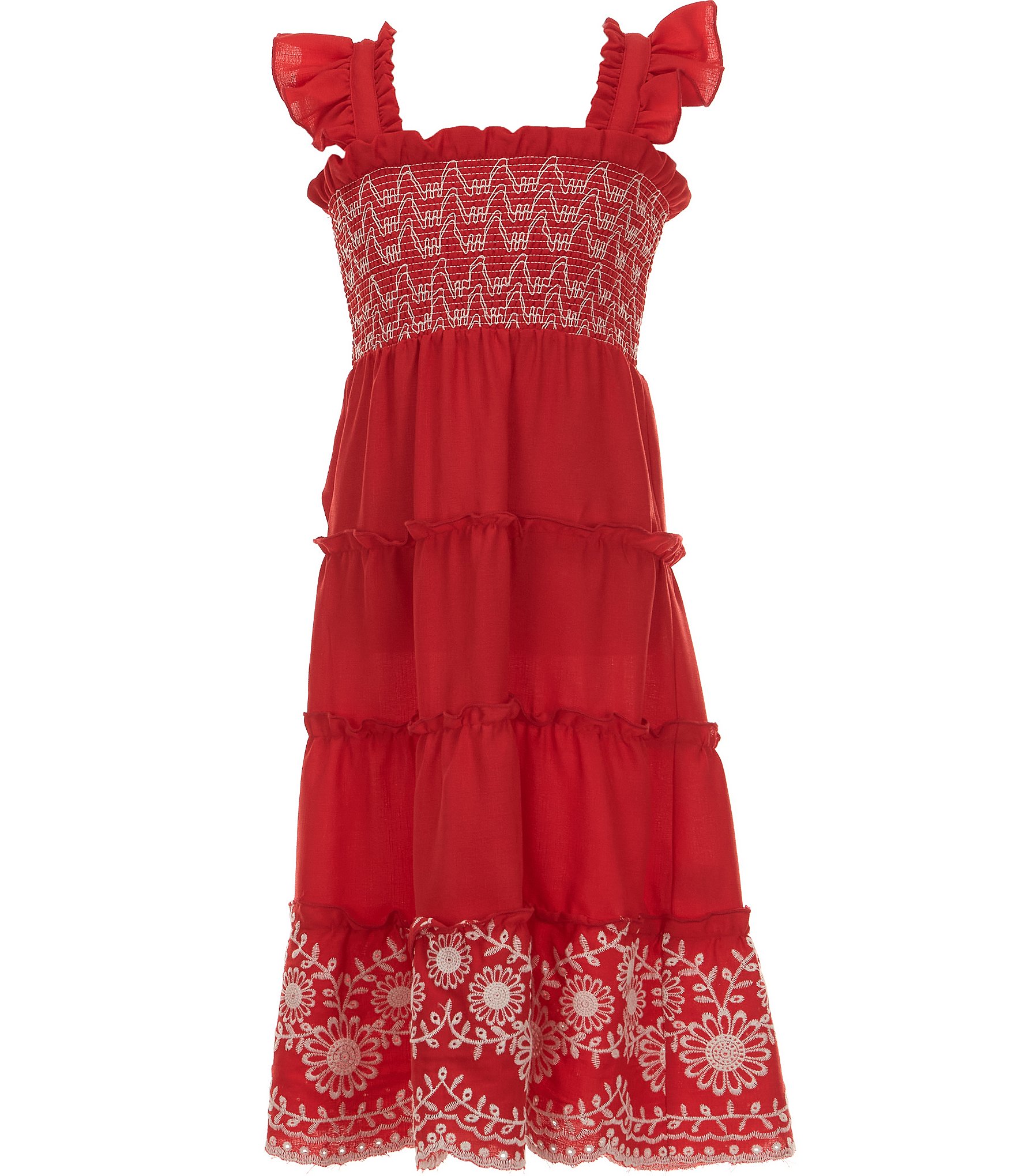 I.N. Girl Little Girls 4-6X Sleeveless Smocked Maxi Ruffle Hem Dress