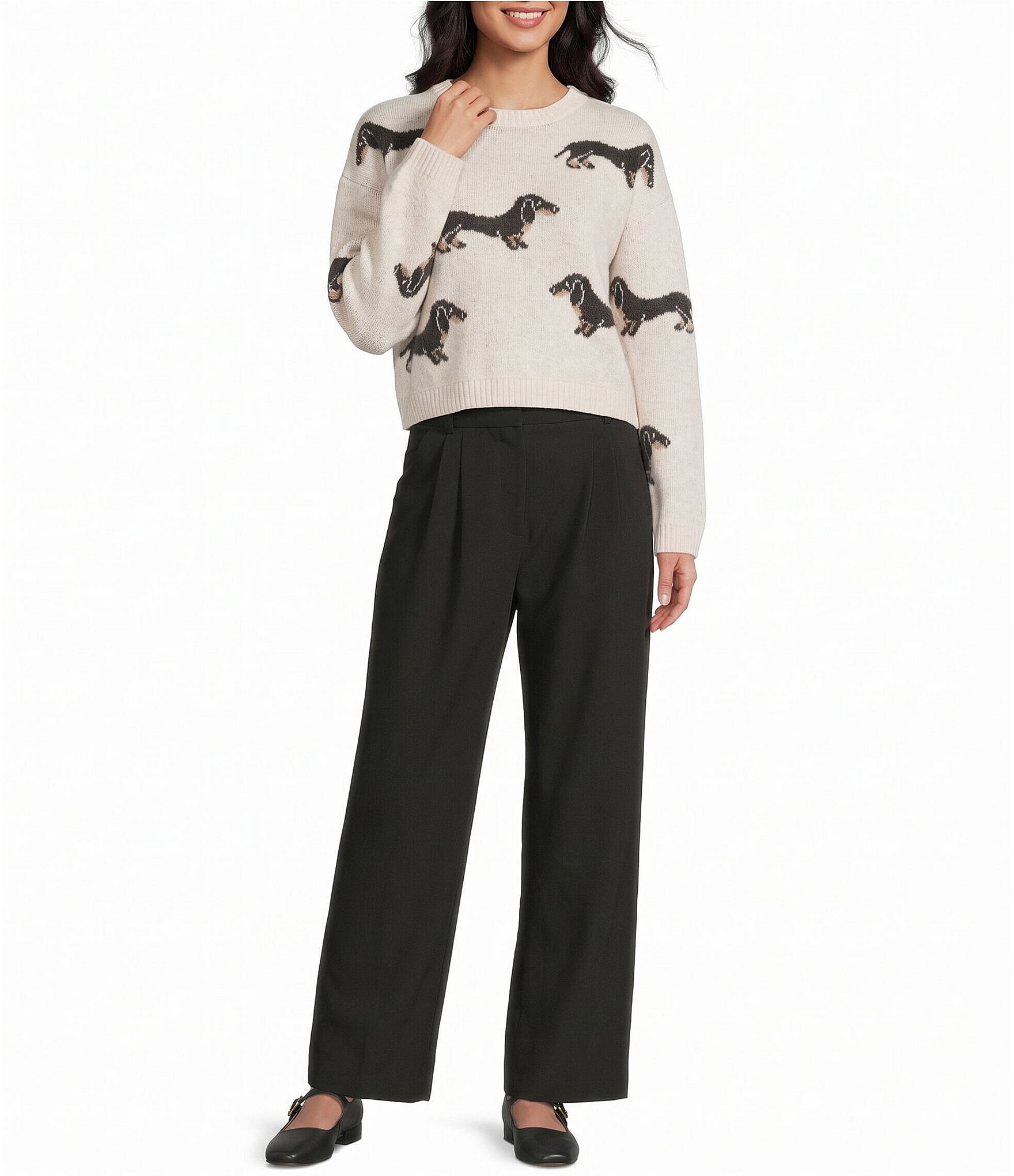 I.N. San Francisco Dog Long Sleeve Sweater