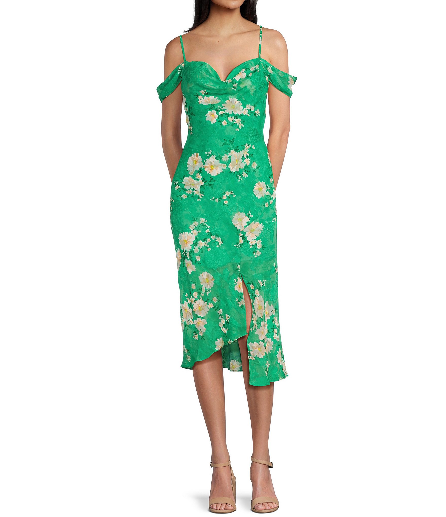 Belinda Floral Slit Ruffle Maxi Dress – CAYLO