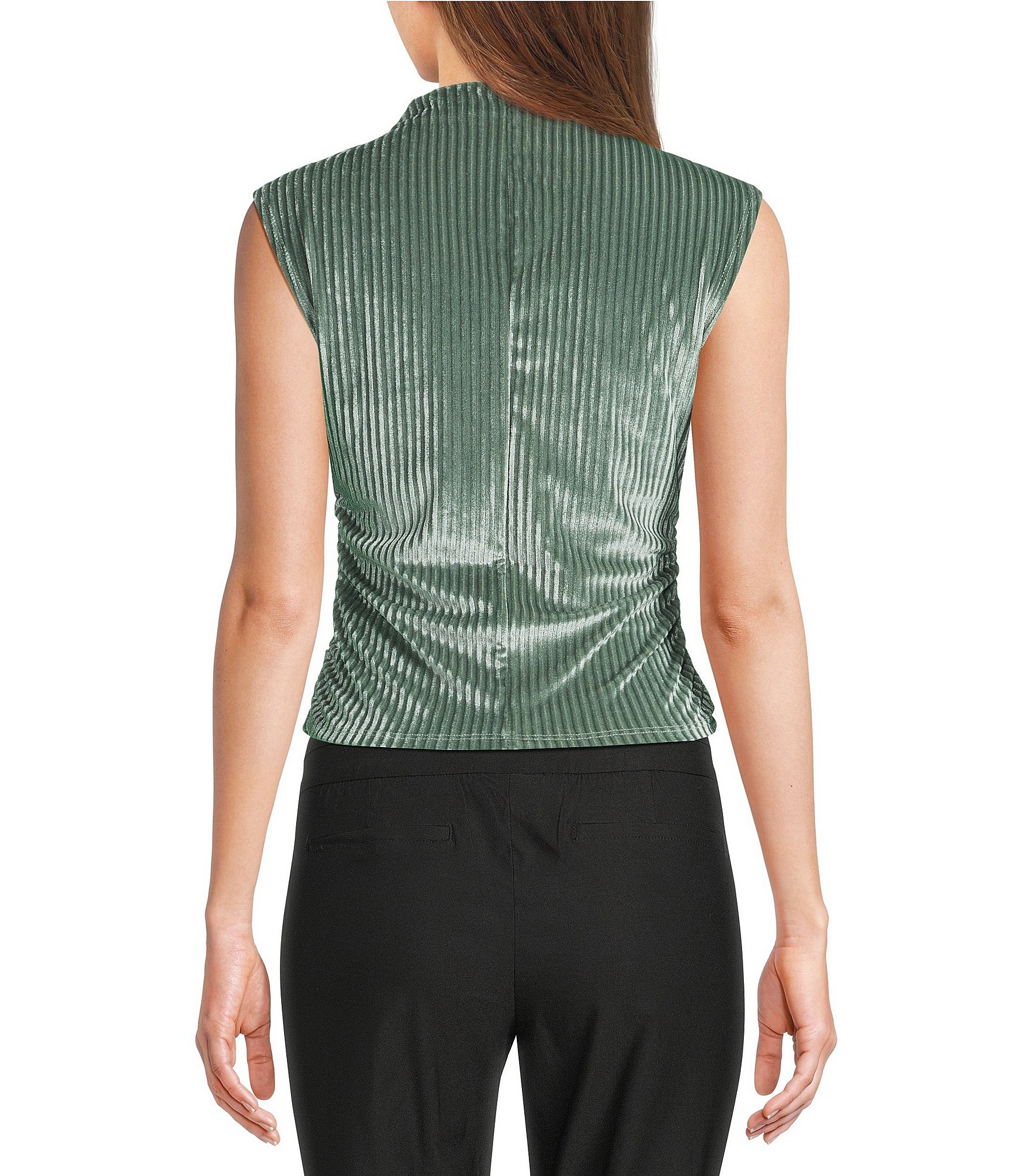 I.N. San Francisco Mock Neck Sleeveless Shirred Side Top