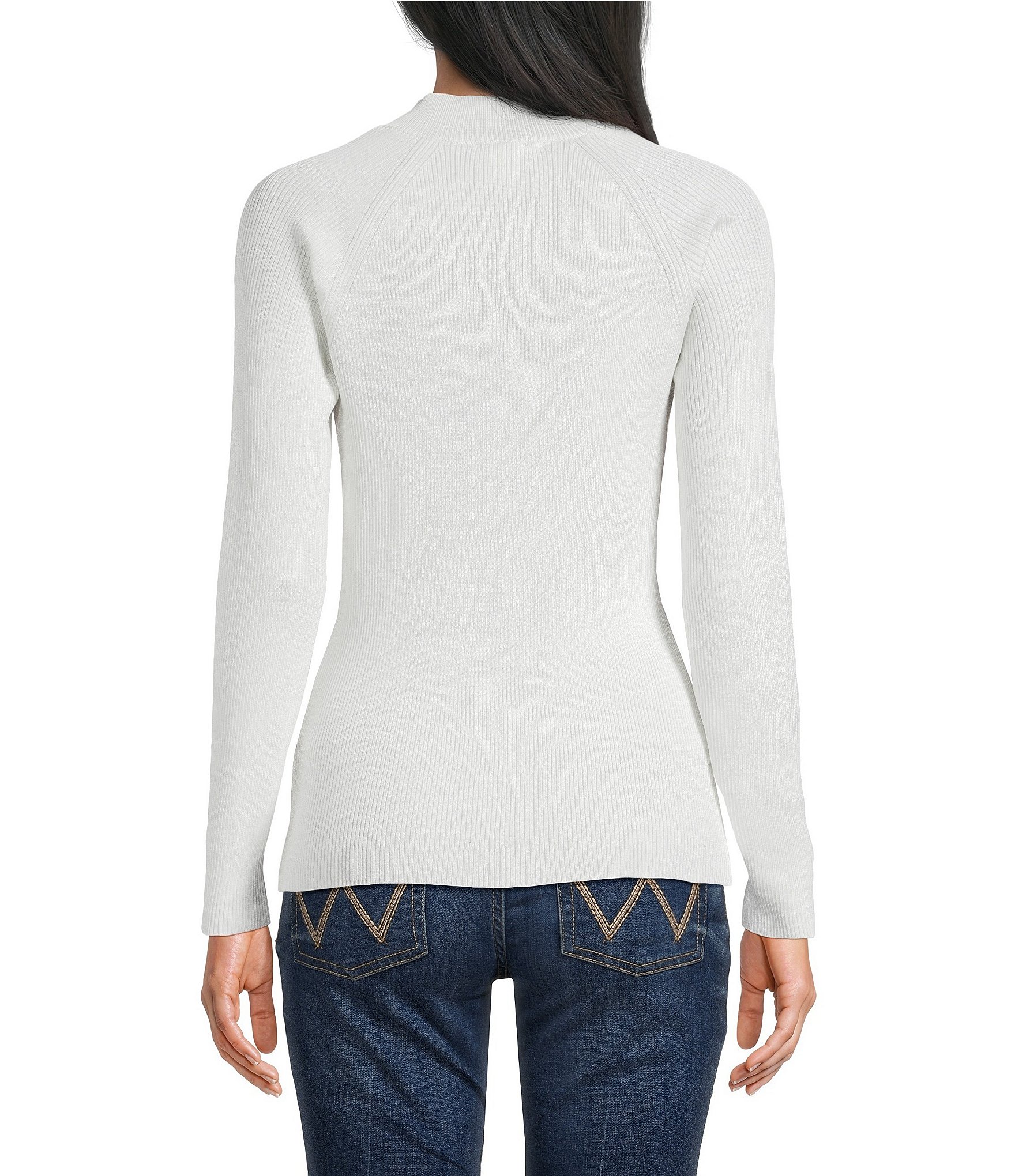 I.N. San Francisco Ribbed Knit Mock Neck Button Detailed Long Sleeve Sweater