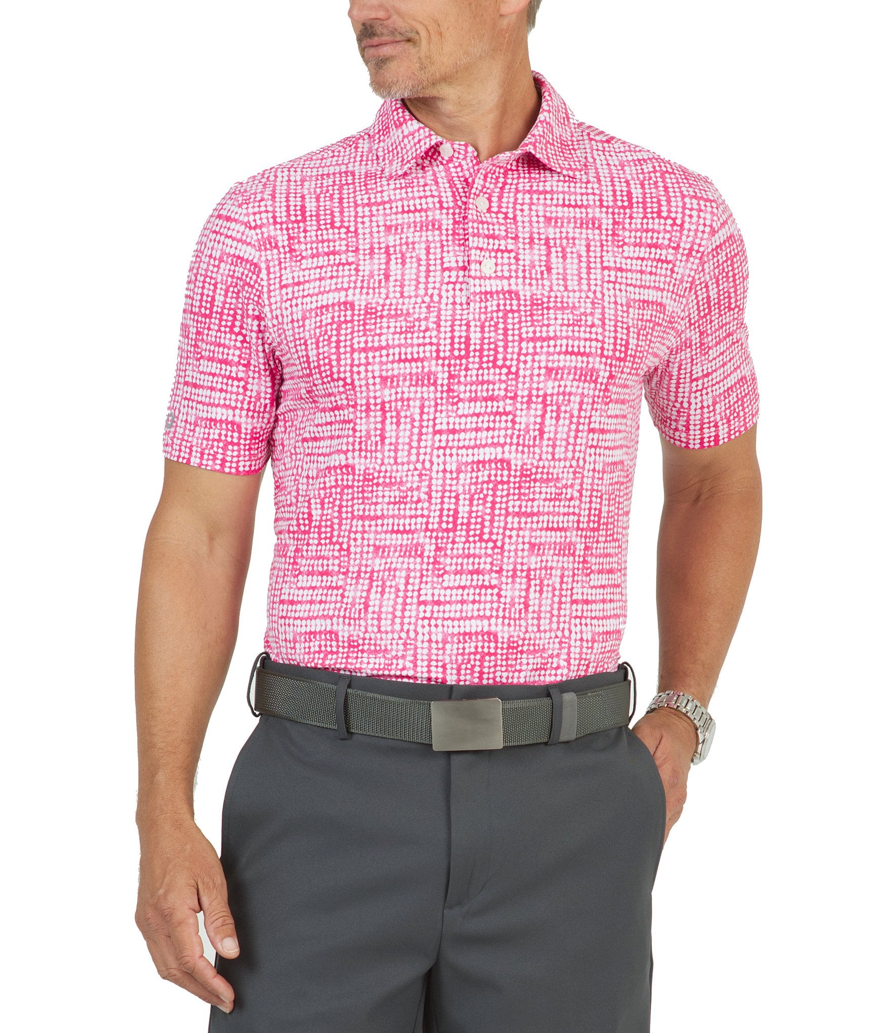 IBKUL Cary Print Short Sleeve Polo Shirt