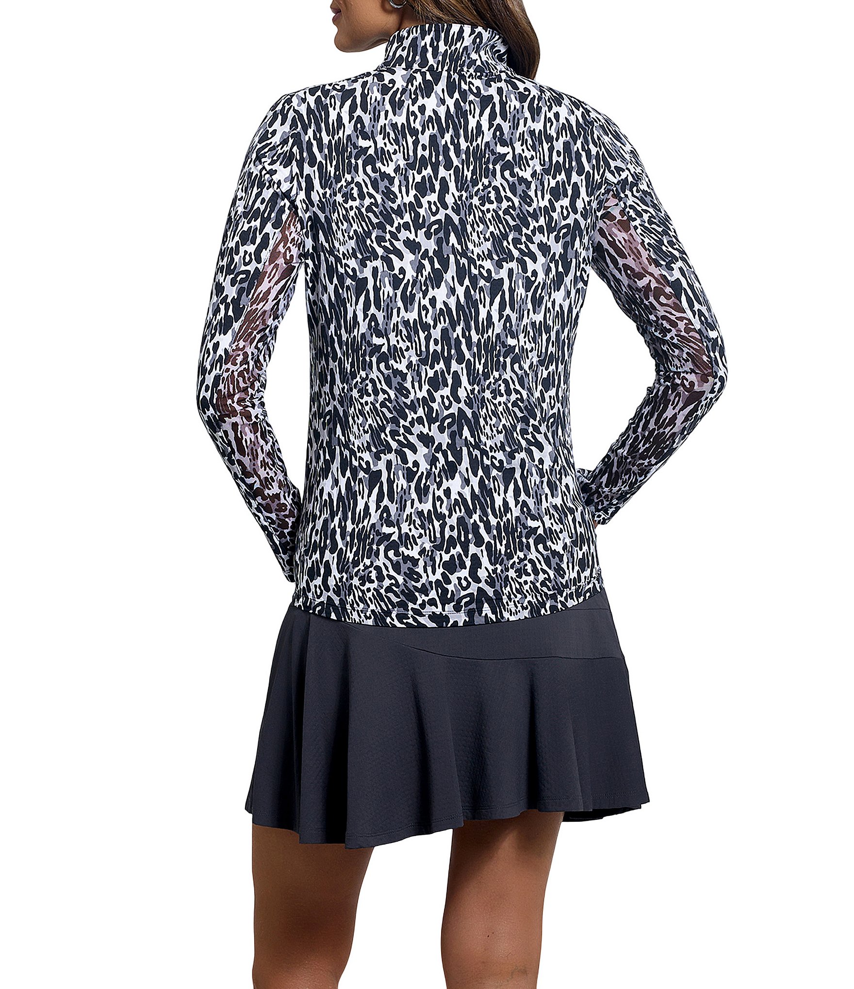IBKUL Karen Long Sleeve Quarter Zip Mock Neck Top