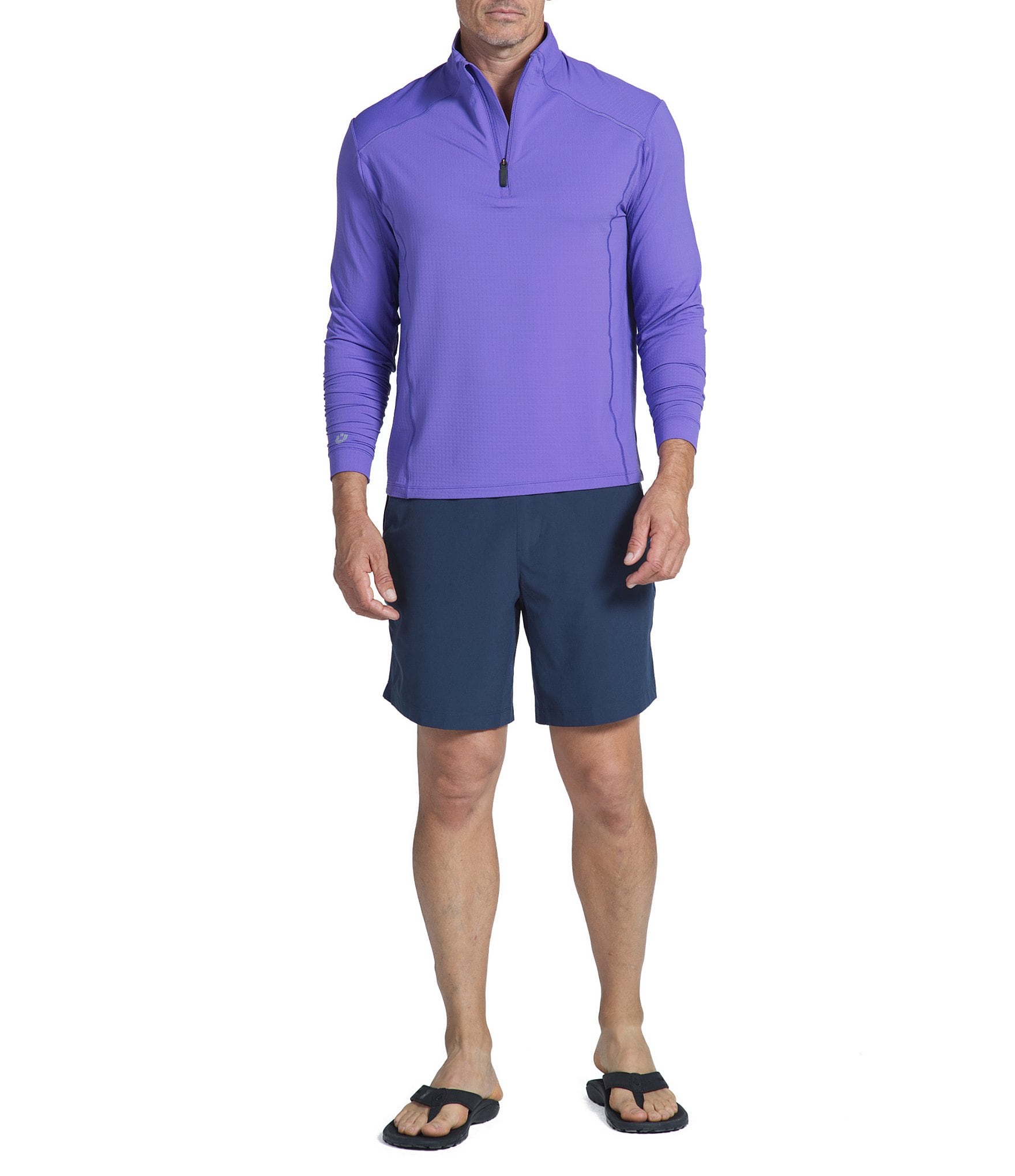 IBKUL Long-Sleeve UPF Mockneck Pullover