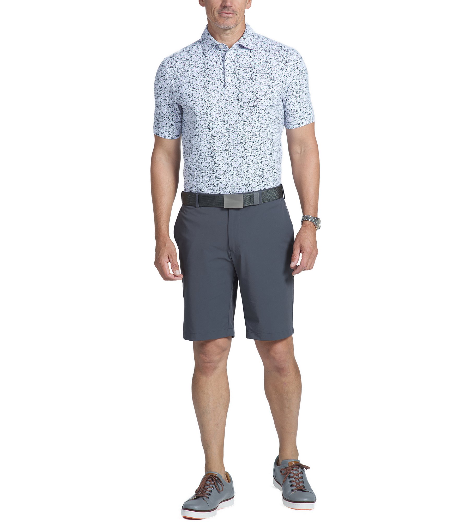 IBKUL Modern Fit Short Sleeve Sponge Paint Print Polo Shirt | Dillard's