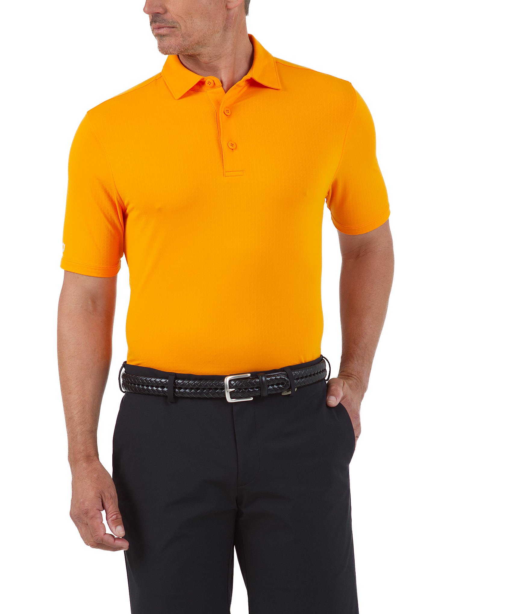 Men's Cutter & Buck Orange Cincinnati Bengals Throwback Logo Forge Tonal Stripe Stretch Polo Size: Small