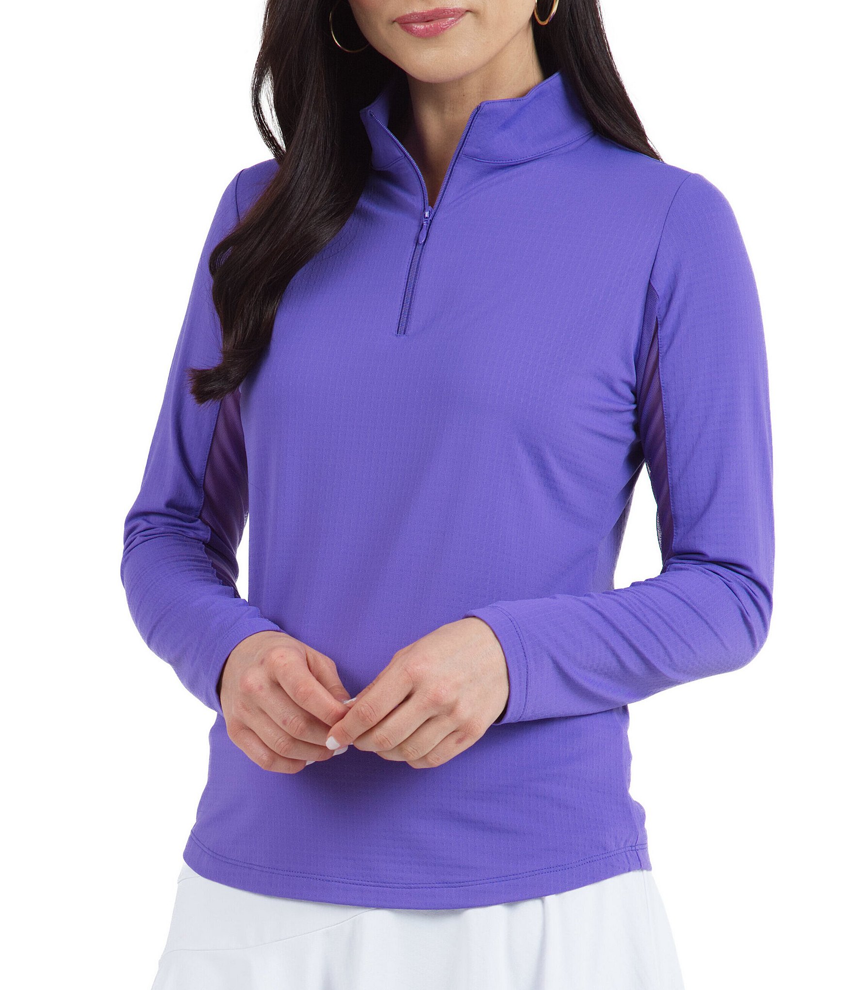 IBKUL Solid Long Sleeve Quarter Zip Top