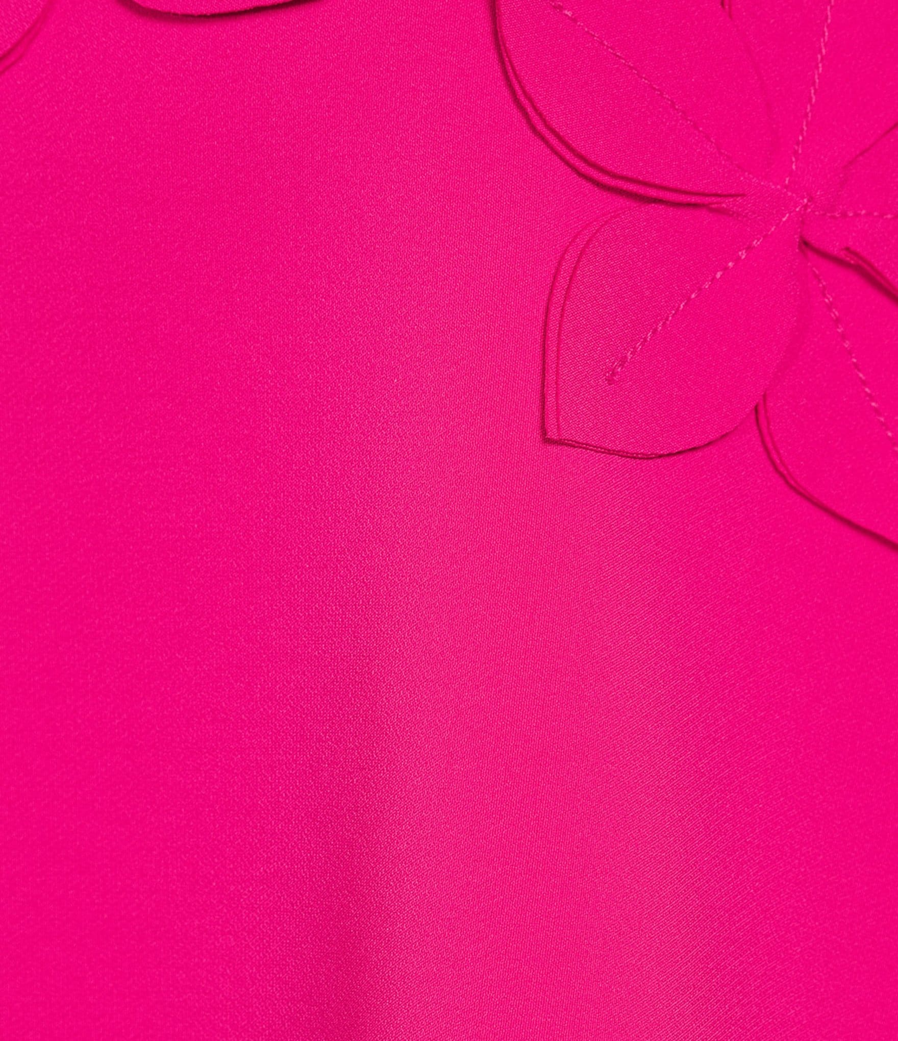 IC Collection Knit Fold Funnel Neck Elbow Sleeve Floral Applique Tunic