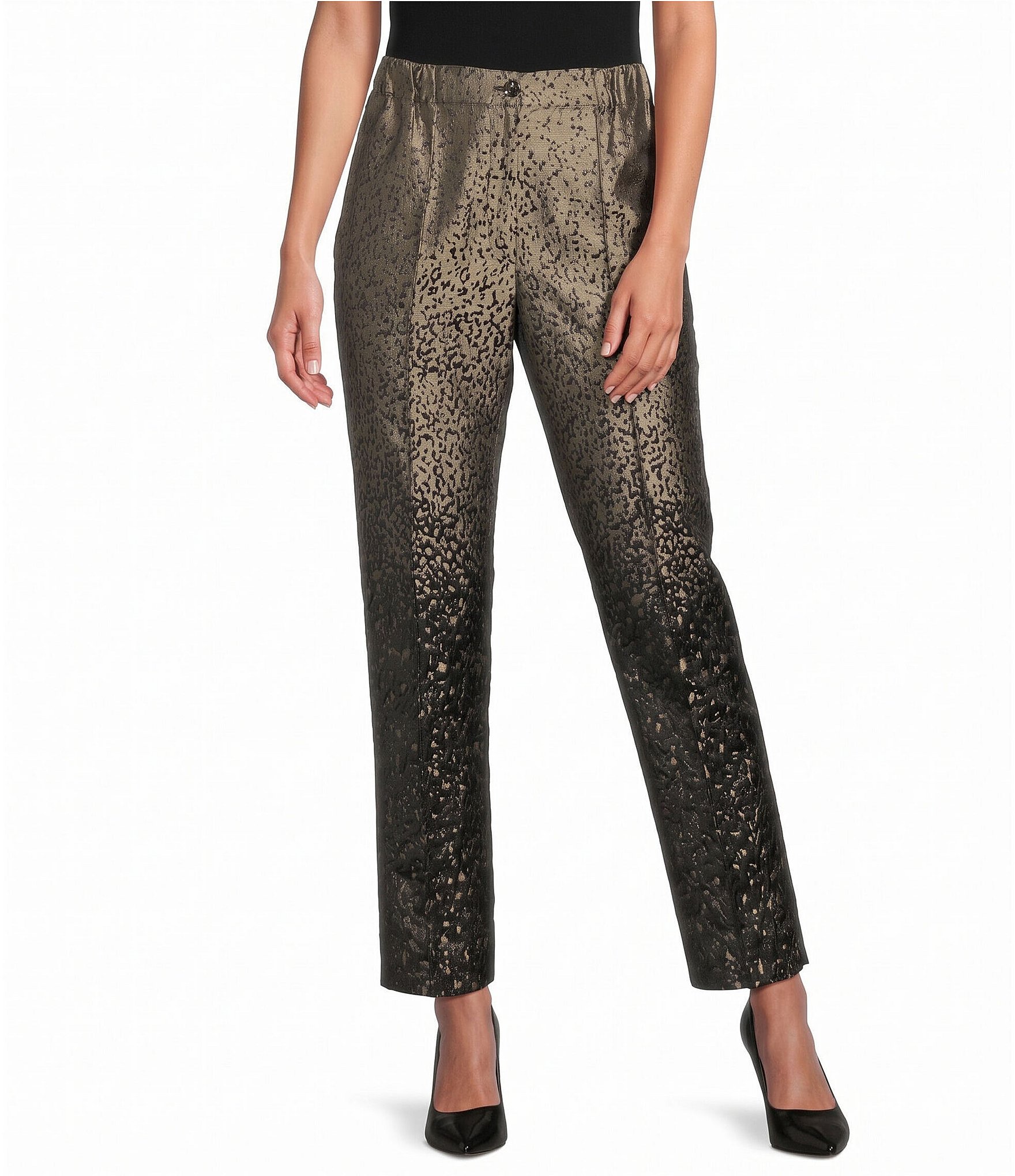 IC Collection Metallic-Blend Ombre Dotted Ankle Slim Pants
