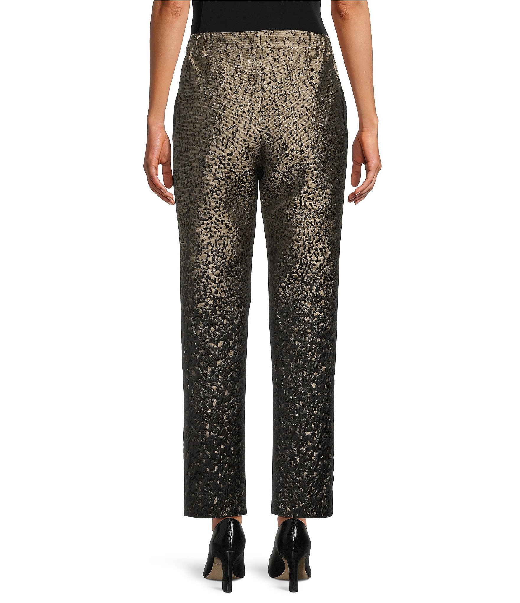 IC Collection Metallic-Blend Ombre Dotted Ankle Slim Pants