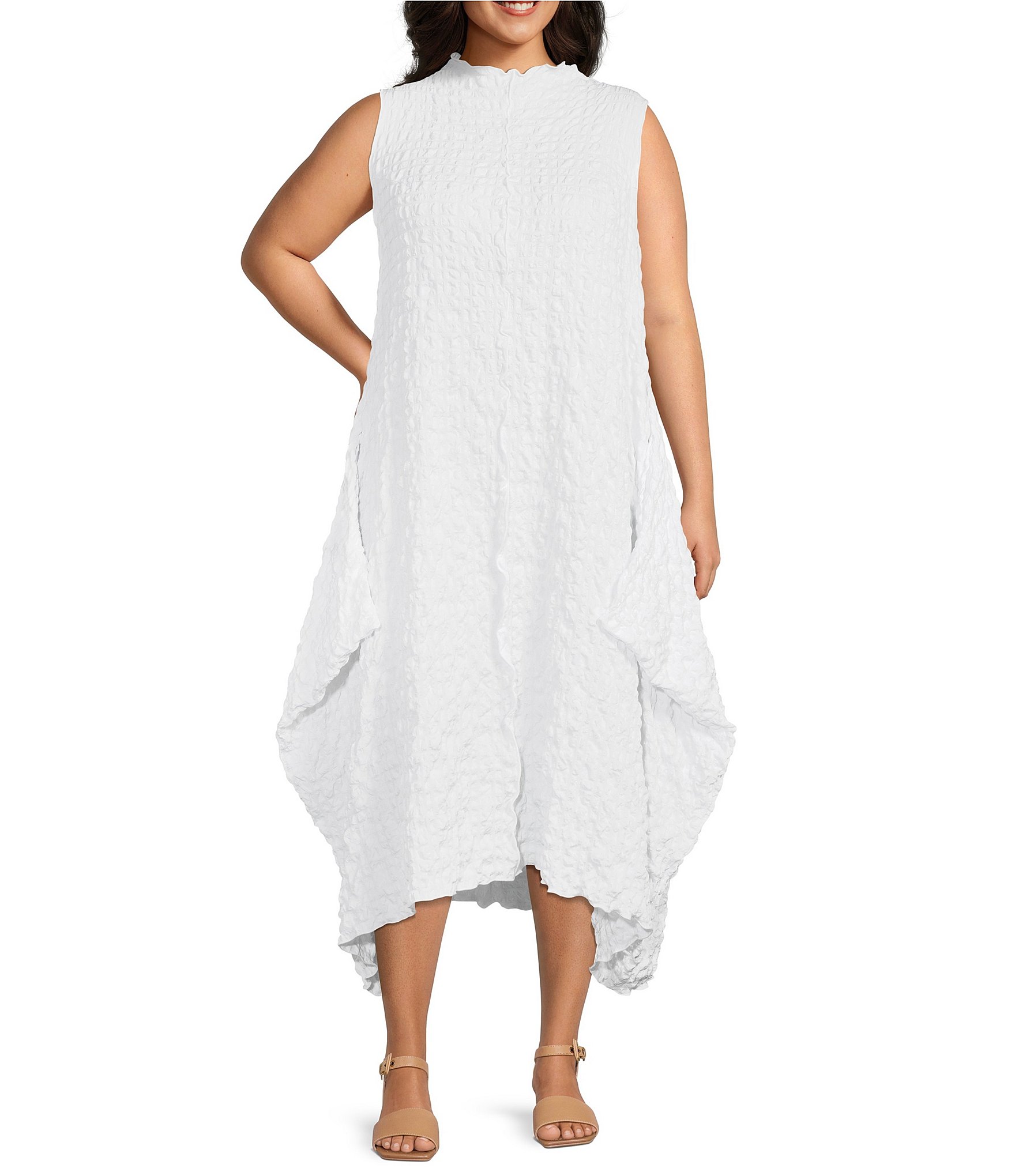 IC Collection Plus Size High Mock Neck Sleeveless Waistless Dress