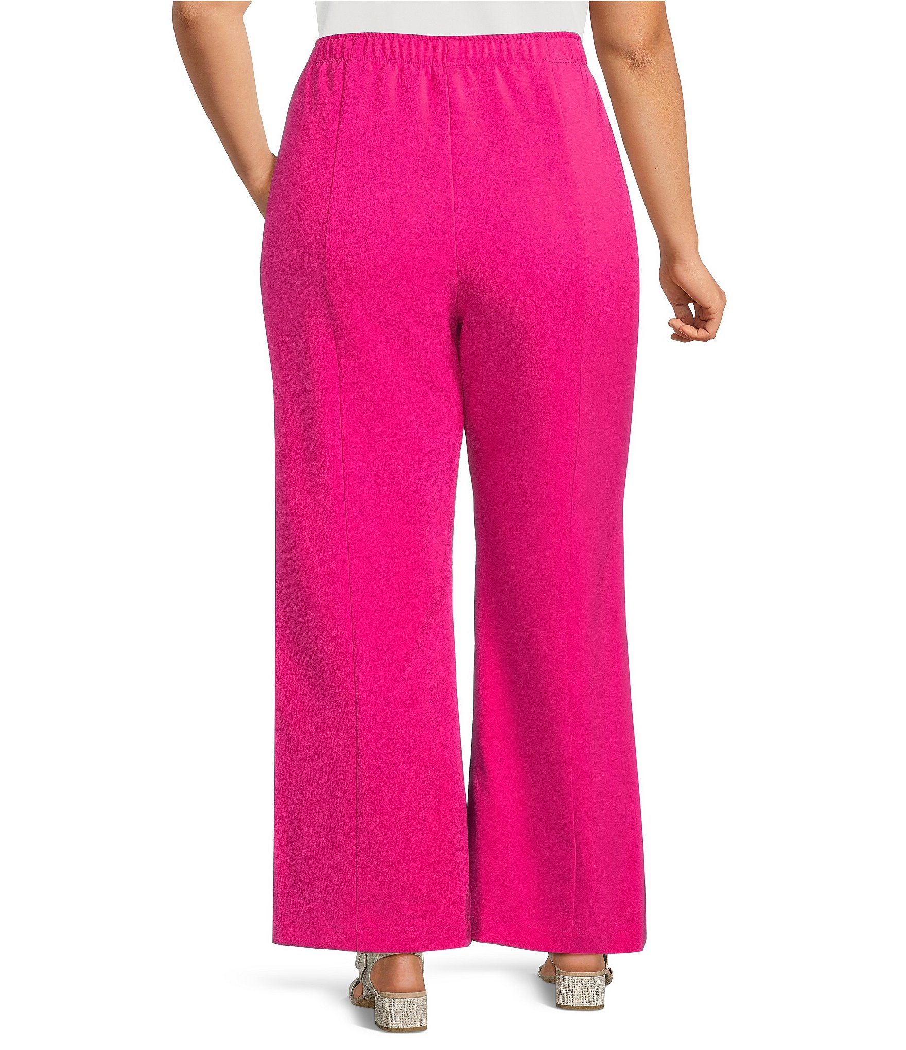 IC Collection Plus Knit Front Slit 3D Floral Pull-On Pants